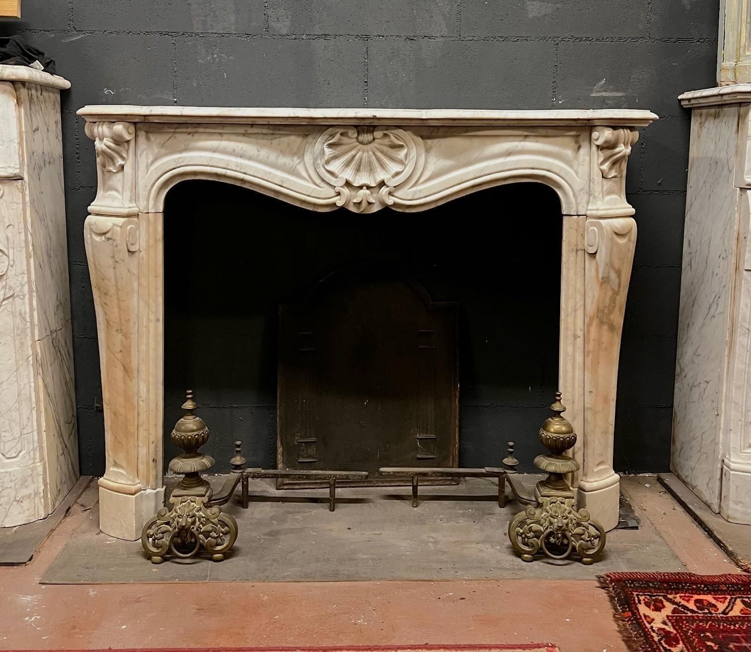 Fireplace Frame Made Of White Stained Marble Italy photo Home Fixtures