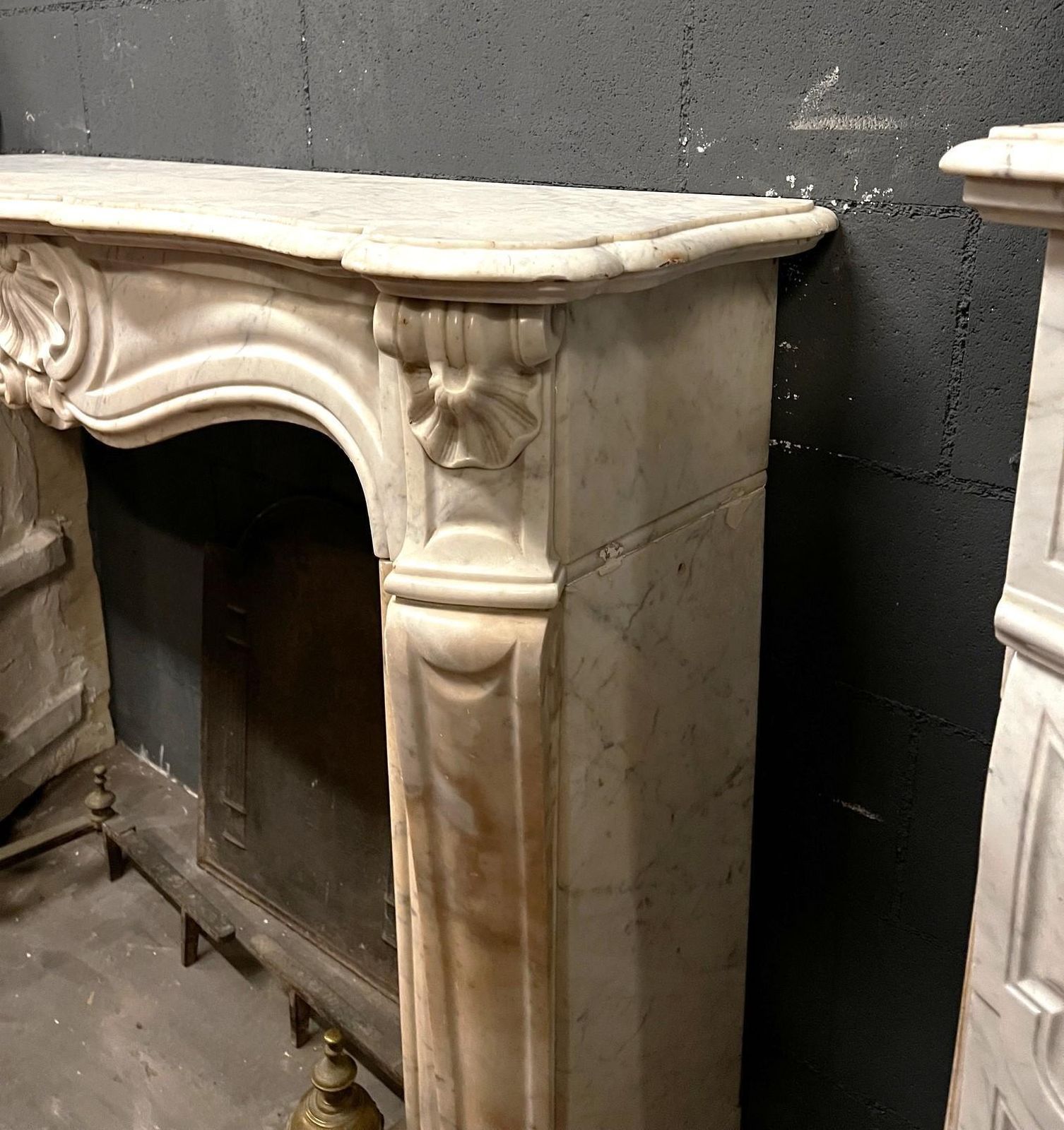 photo for sale Fireplace Frame Made Of White Stained Marble Italy