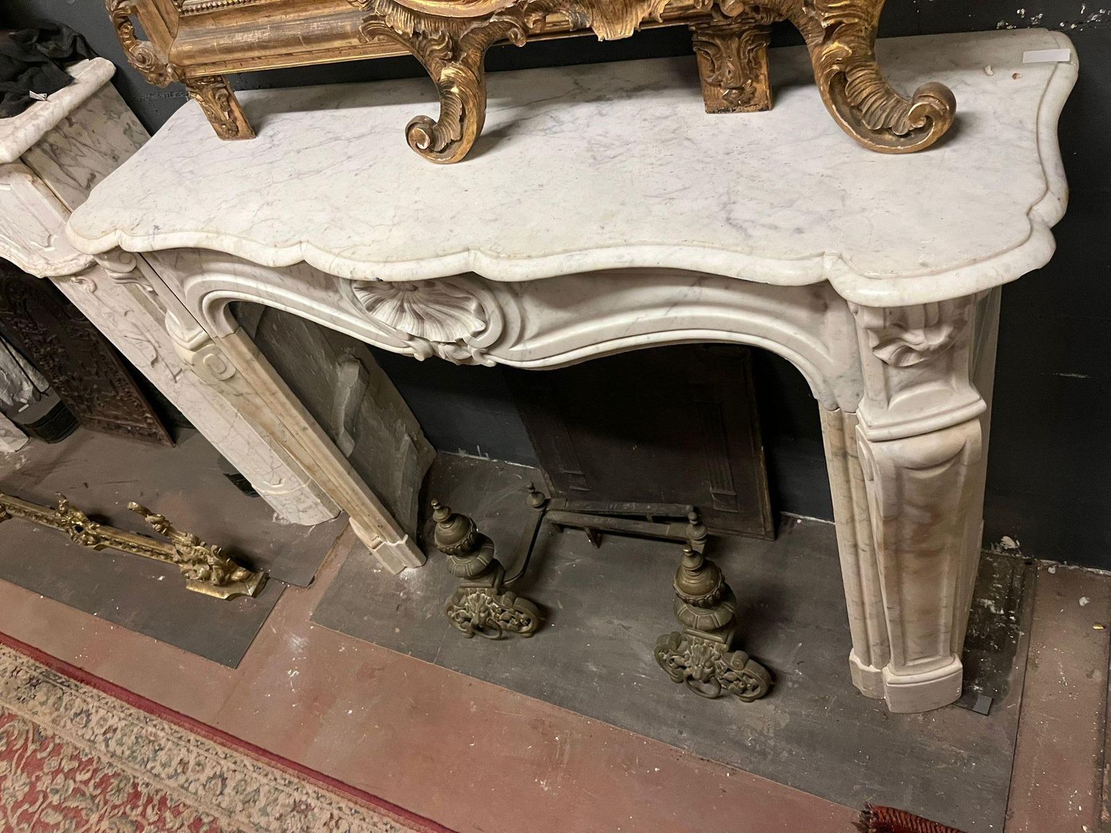 5014.0 Fireplace Frame Made Of White Stained Marble Italy photo
