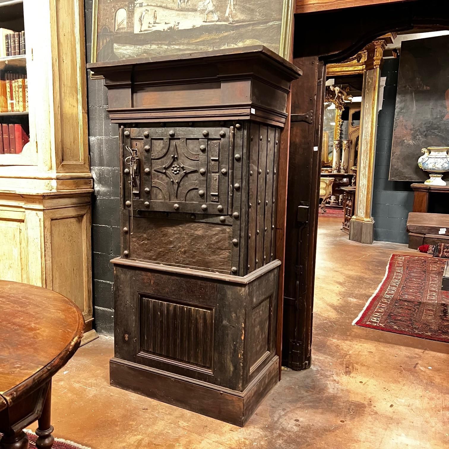 photo for sale Iron And Wood Safe Cabinet With Key, Italy