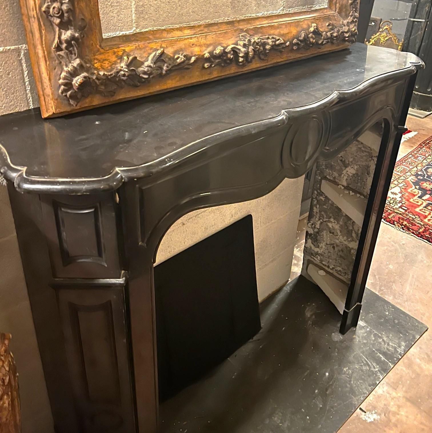 Pompadour Fireplace Frame Made Of Black Marble From Belgium, Italy photo vinterior