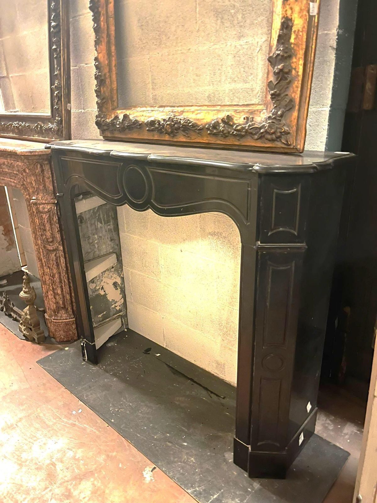 photo for sale Pompadour Fireplace Frame Made Of Black Marble From Belgium, Italy