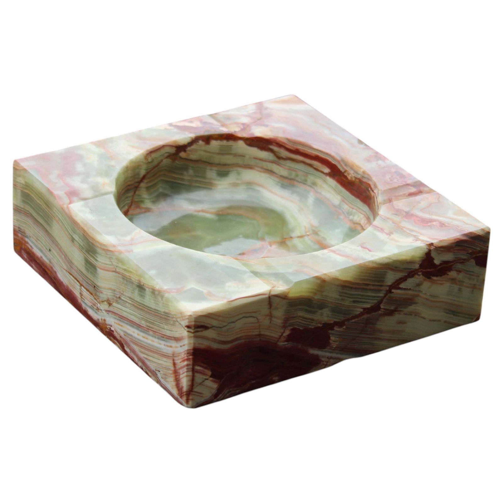 Square Ashtray In Onyx Marble Italy 1950s Minimalist