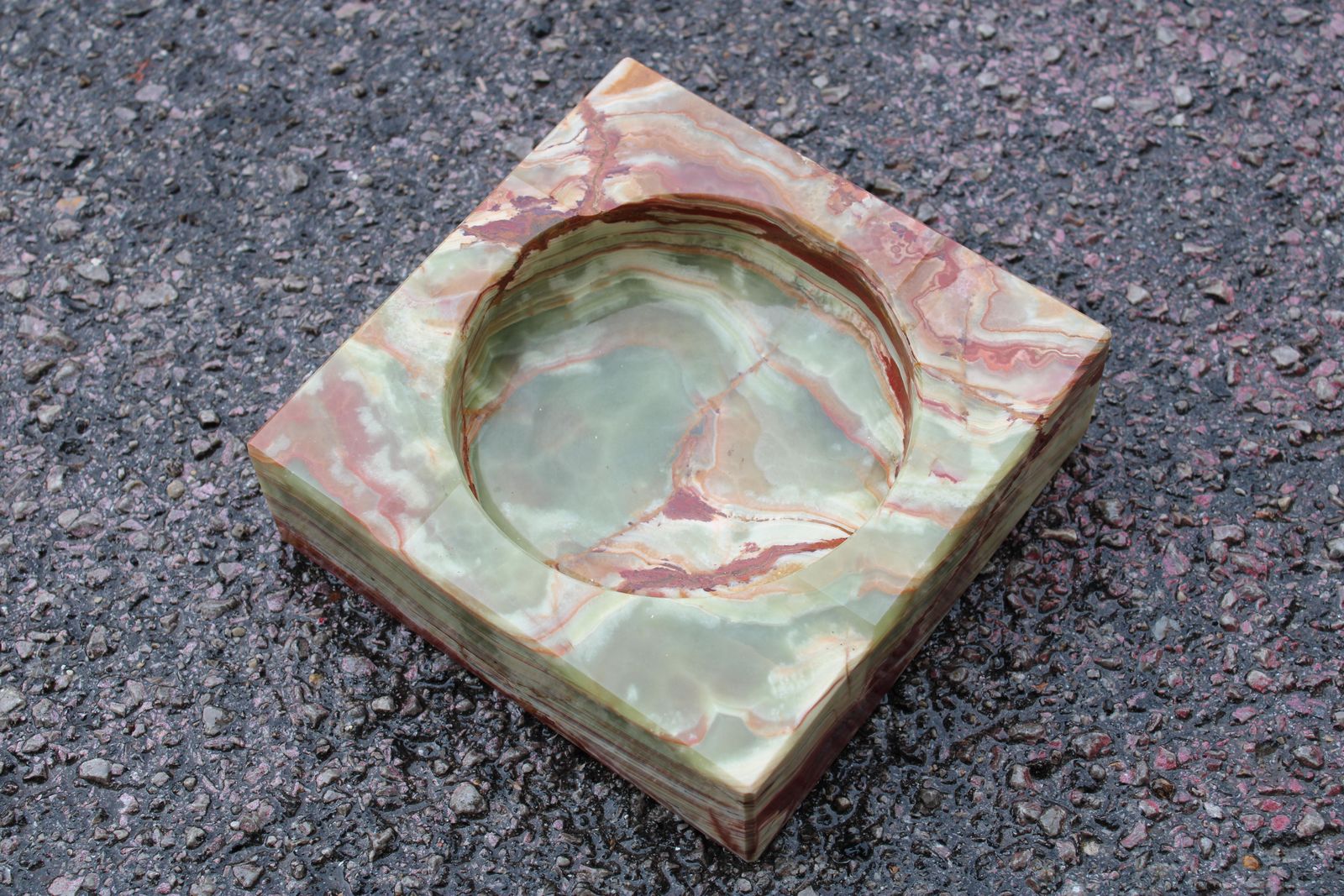 Square Ashtray In Onyx Marble Italy 1950s Minimalist photo furniture