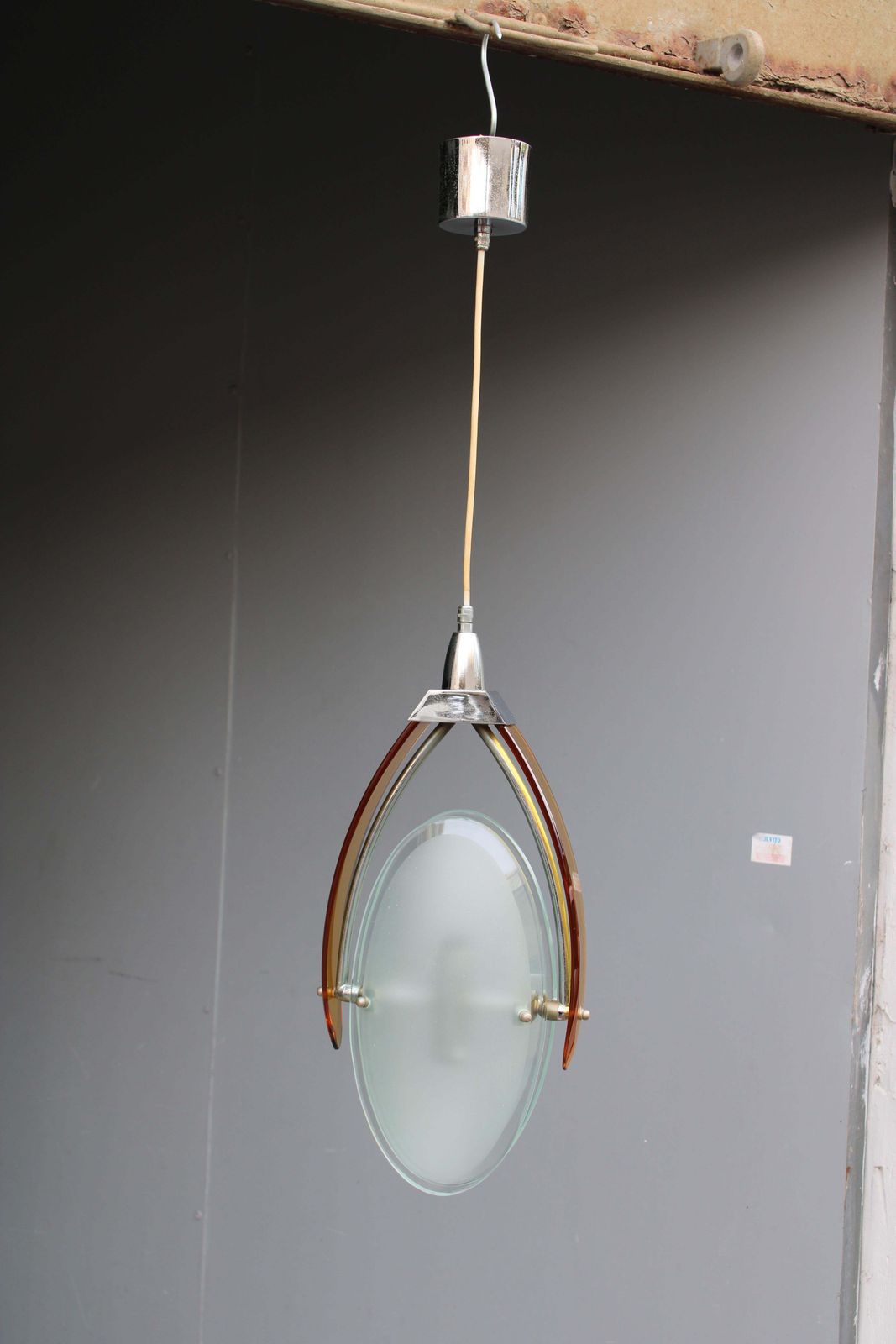 Lamapdario Fontana Arte Italia 1960 In Stained Glass Orange Oscillating photo furniture