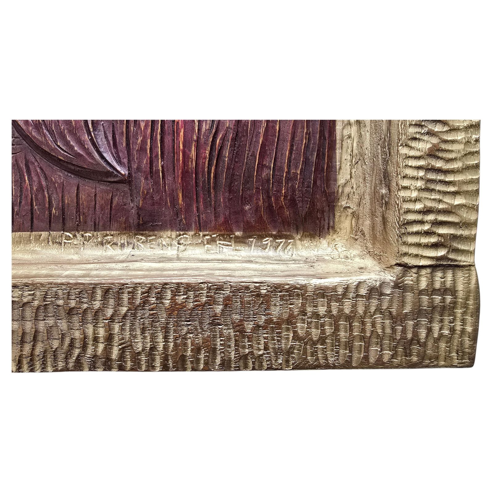Carved Wooden Relief Portrait Of Peter Paul Rubens, Gilt, 1977 photo buy