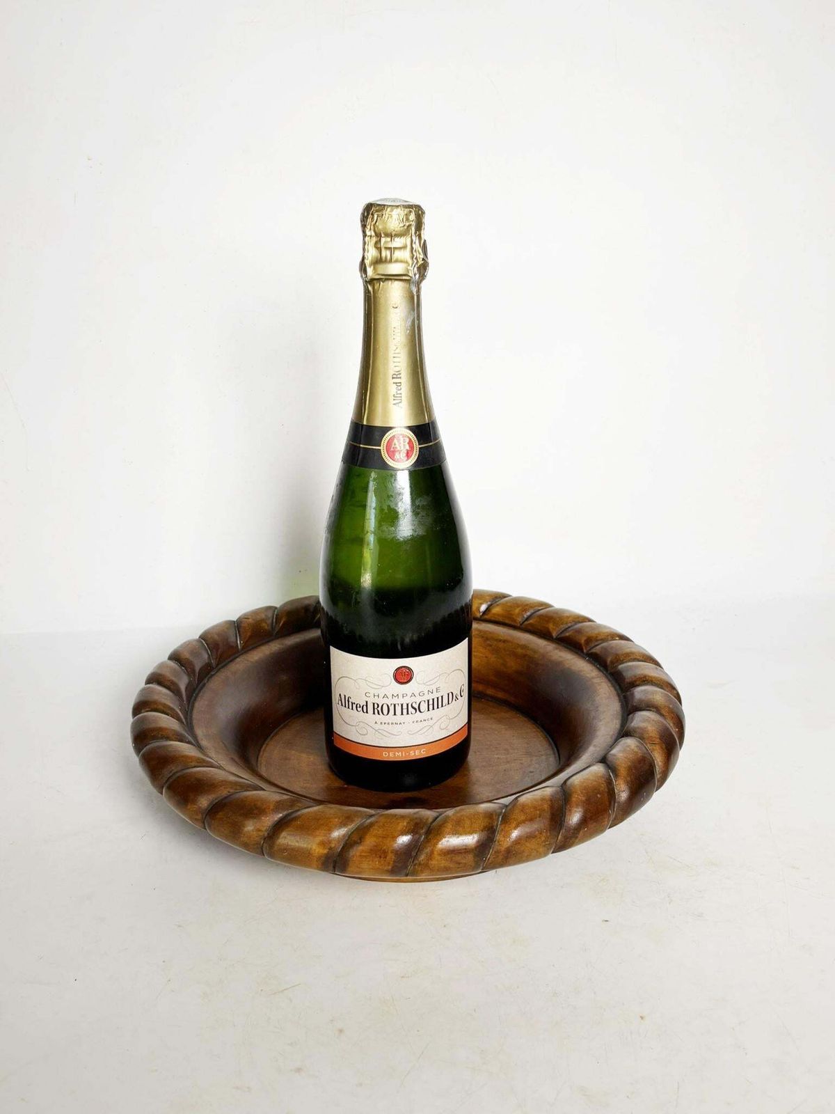 Vintage Wooden Trinket Tray, Handcrafted, Sculpted Rim, France, 1950s photo Home Decor