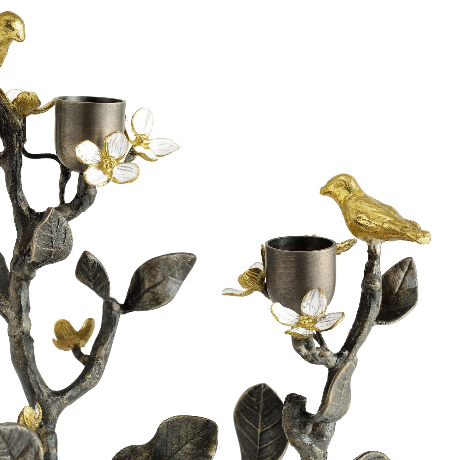Pair Of Handcrafted Bronze Gold Lovebirds Candelabra photo 1944.0