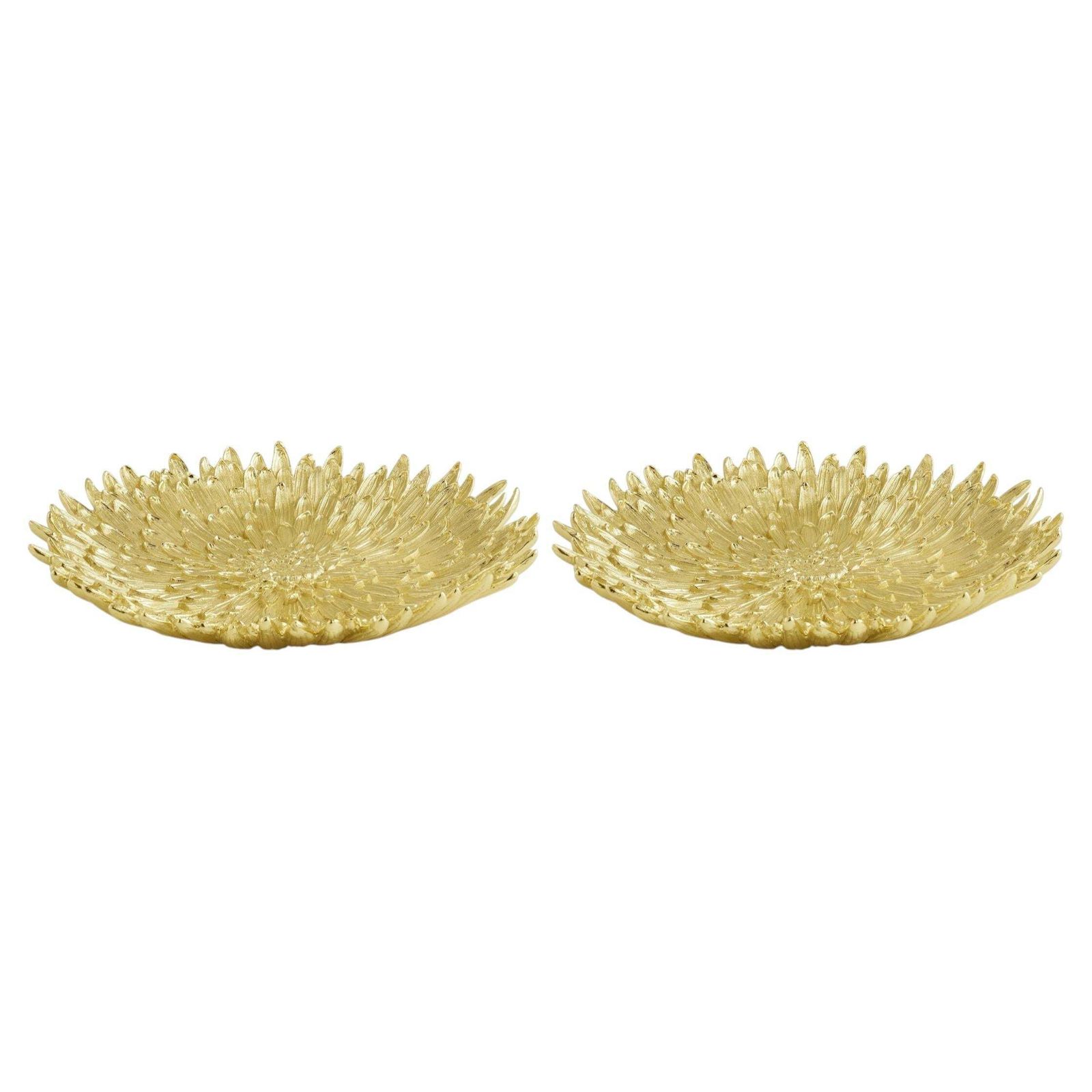 Pair Of Contemporary Gold Tone Metal Centerpiece Platter