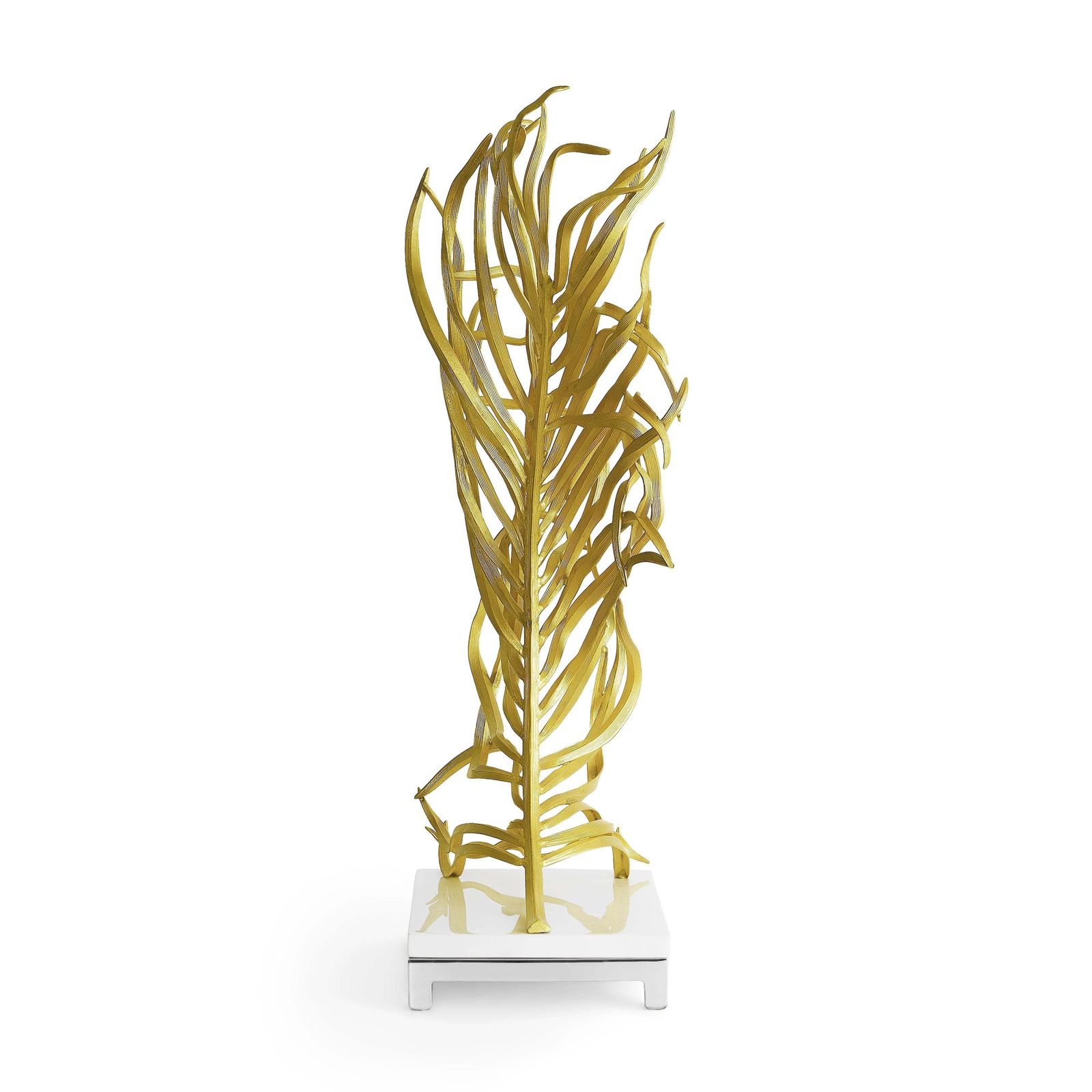 Pair Of Modern Sculptural Gold Metal Palm Sculpture Decorative Artwork photo Art