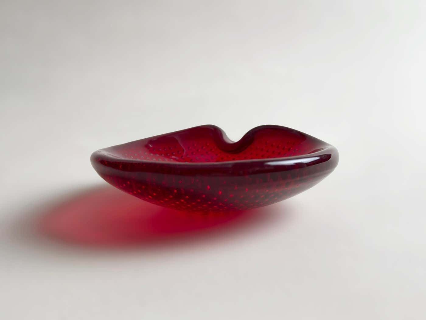 Murano Ruby Red Glass Ashtray By Archimede Seguso, 1960s Italy photo for sale
