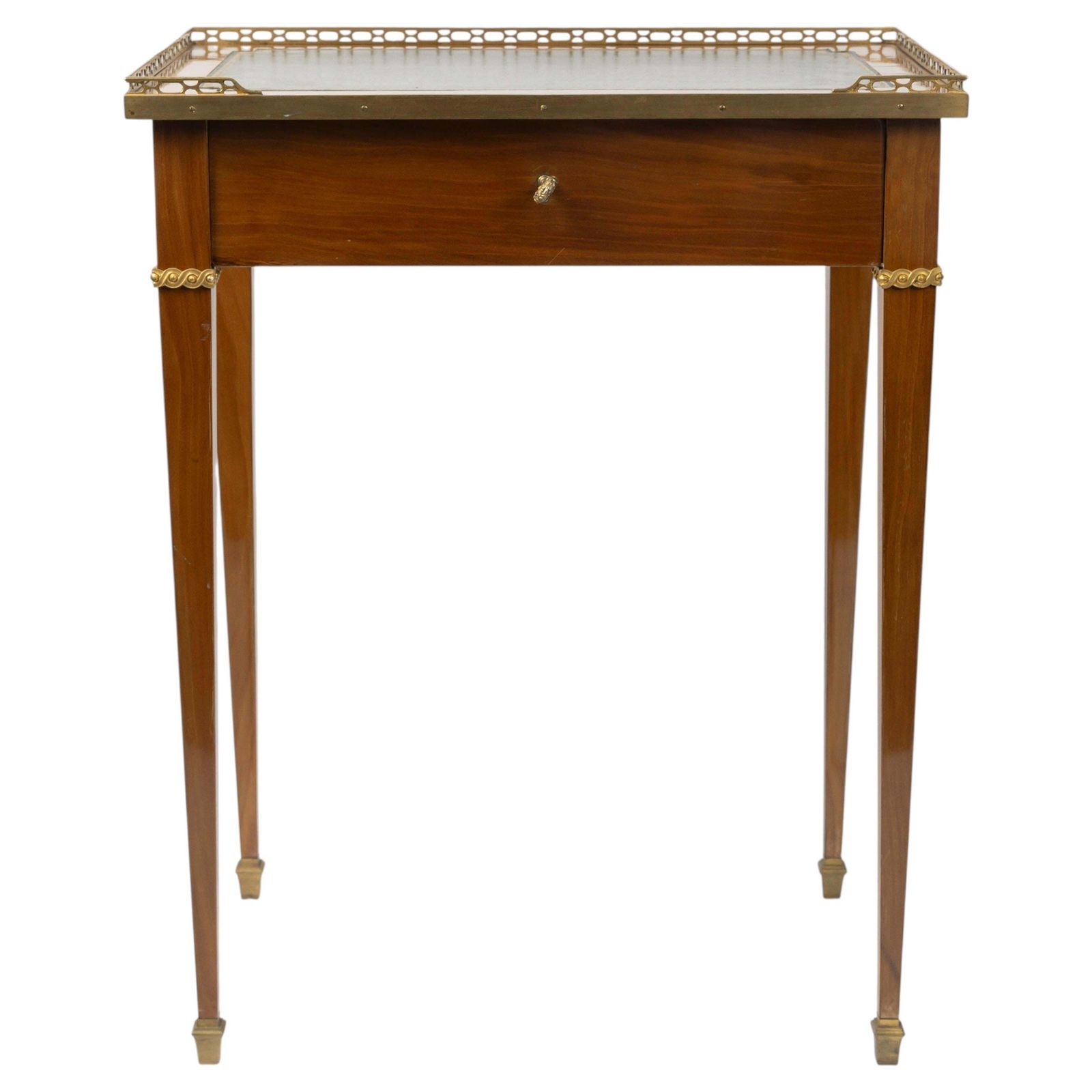 Writing Desk, Small Louis XVI Style Desk In Wood And Gilded Bronze.