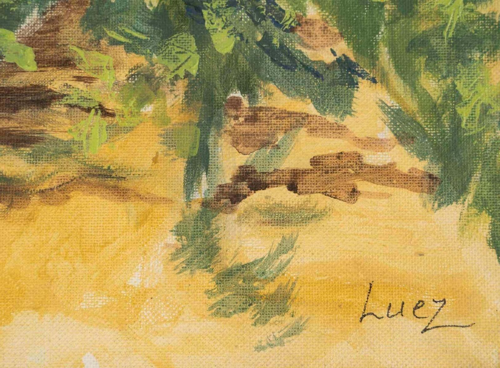 Oil On Cardboard, Landscape Painting By Evelyne Luez. photo for sale