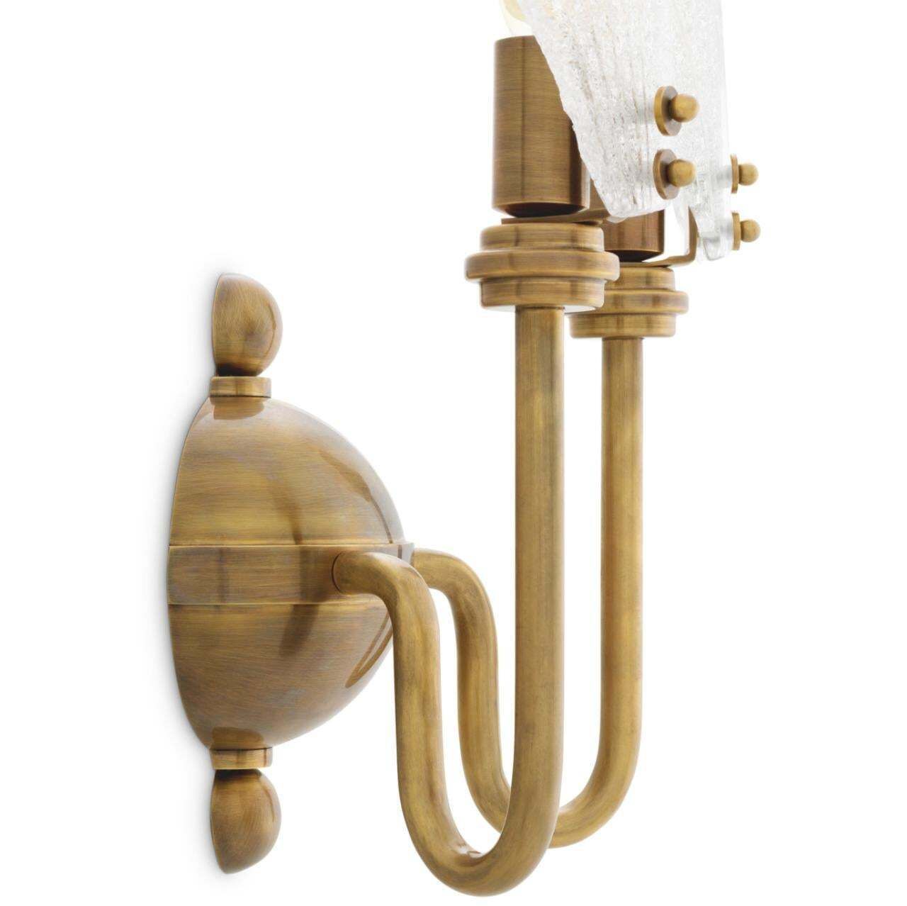 Pair Of Wall Lamps In Brass And Textured Glass, Neoclassical Style photo 1748.0