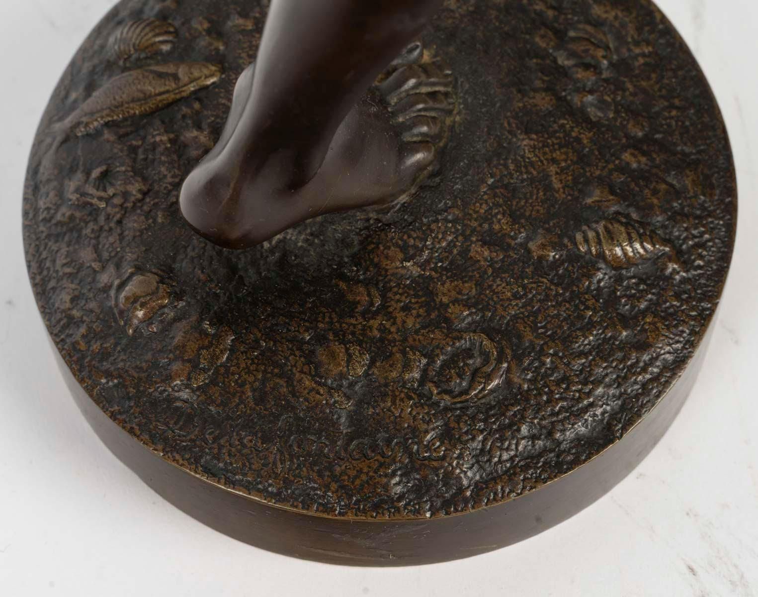 Bronze Sculpture By Francisque Duret With A Brown Patina Depicting A Dancer. photo vintage