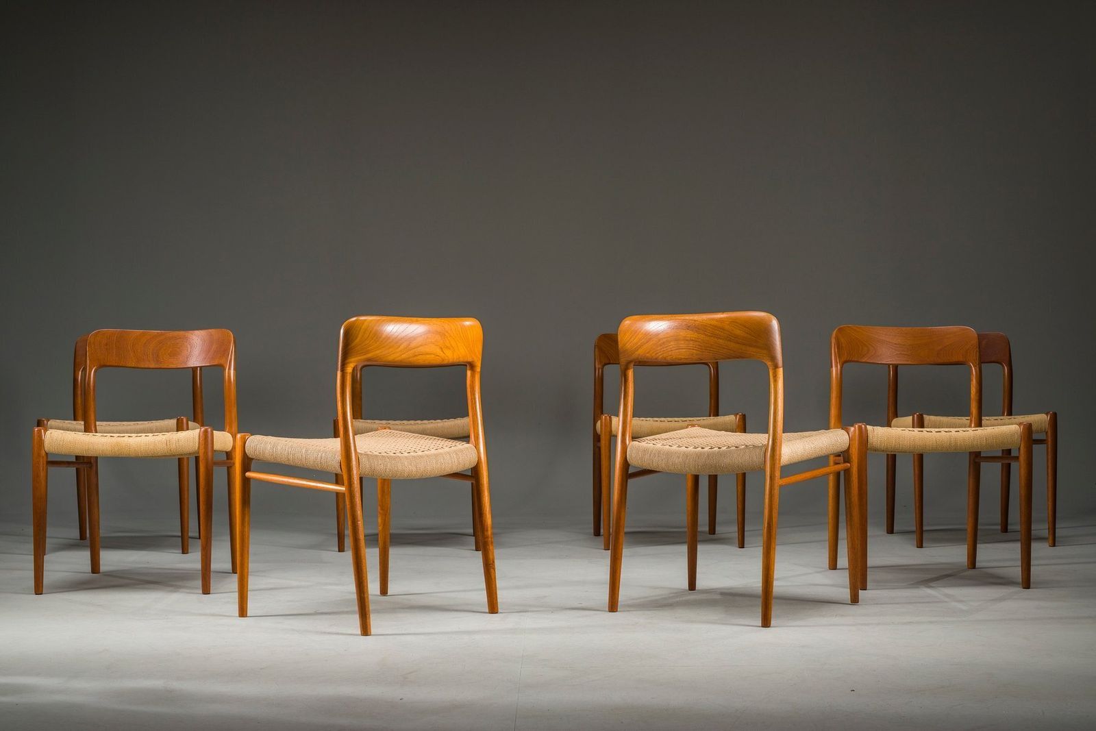 Danish Teak Model 75 Dining Chairs By Niels Møller, 1960s, Set Of 8 photo buy