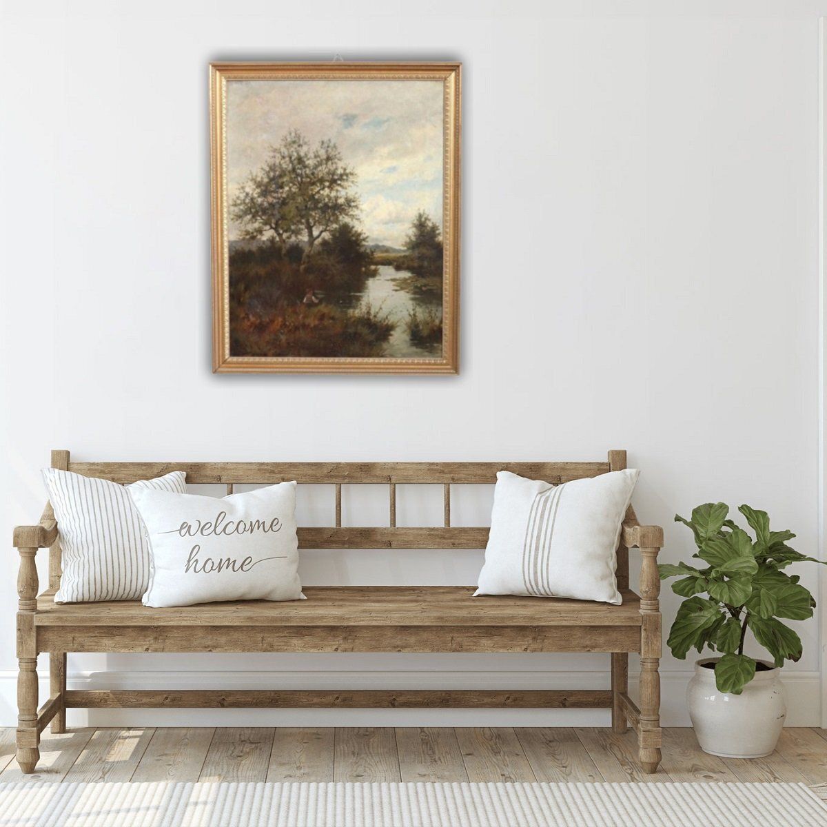 J. Paulman, River Landscape, Oil Painting On Canvas, Late 19th Century, Framed photo furniture