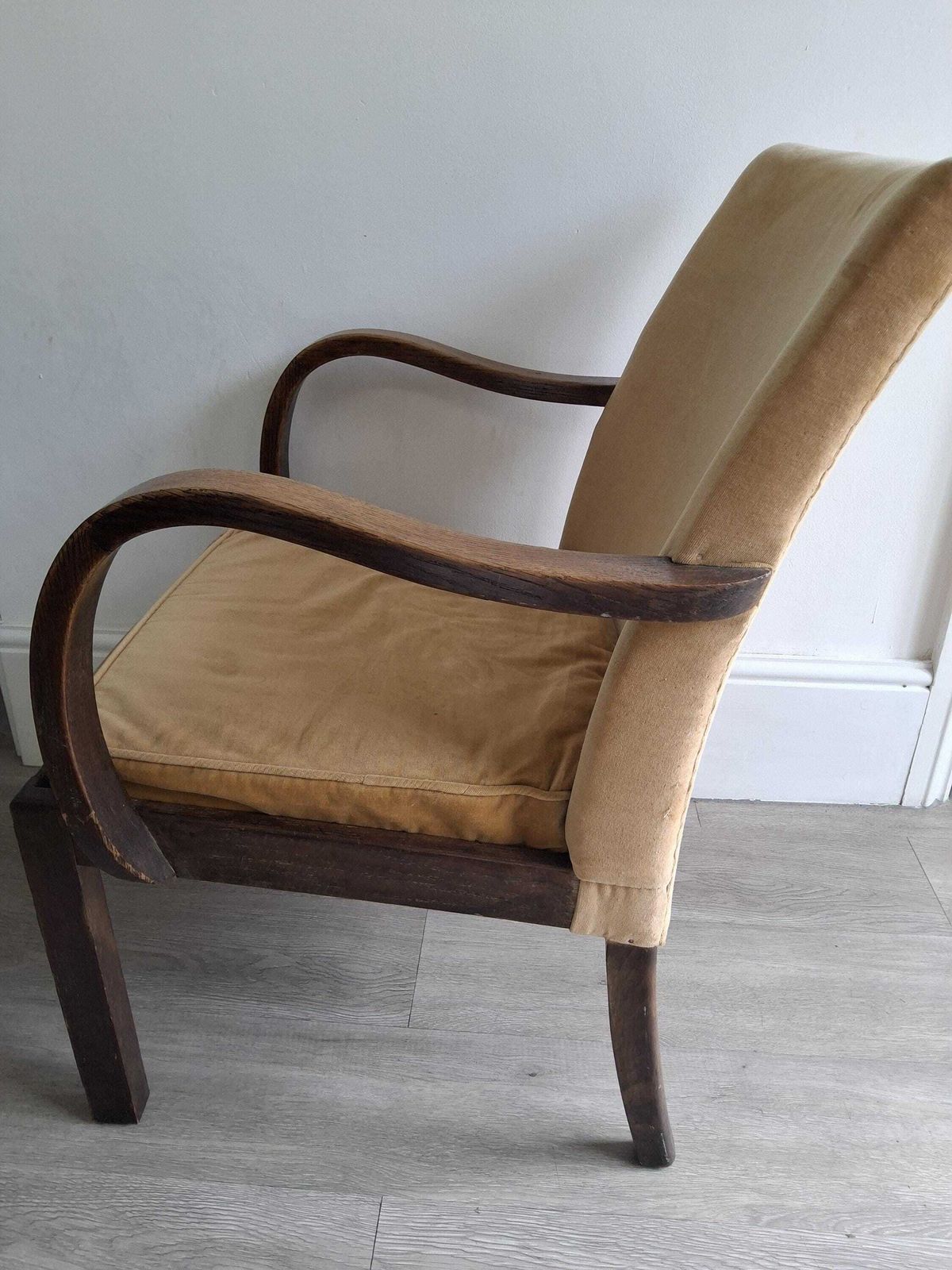 Vintage Parker Knoll Armchair: Mid Century Modern Upholstered Oak Carver Chair photo 168.0