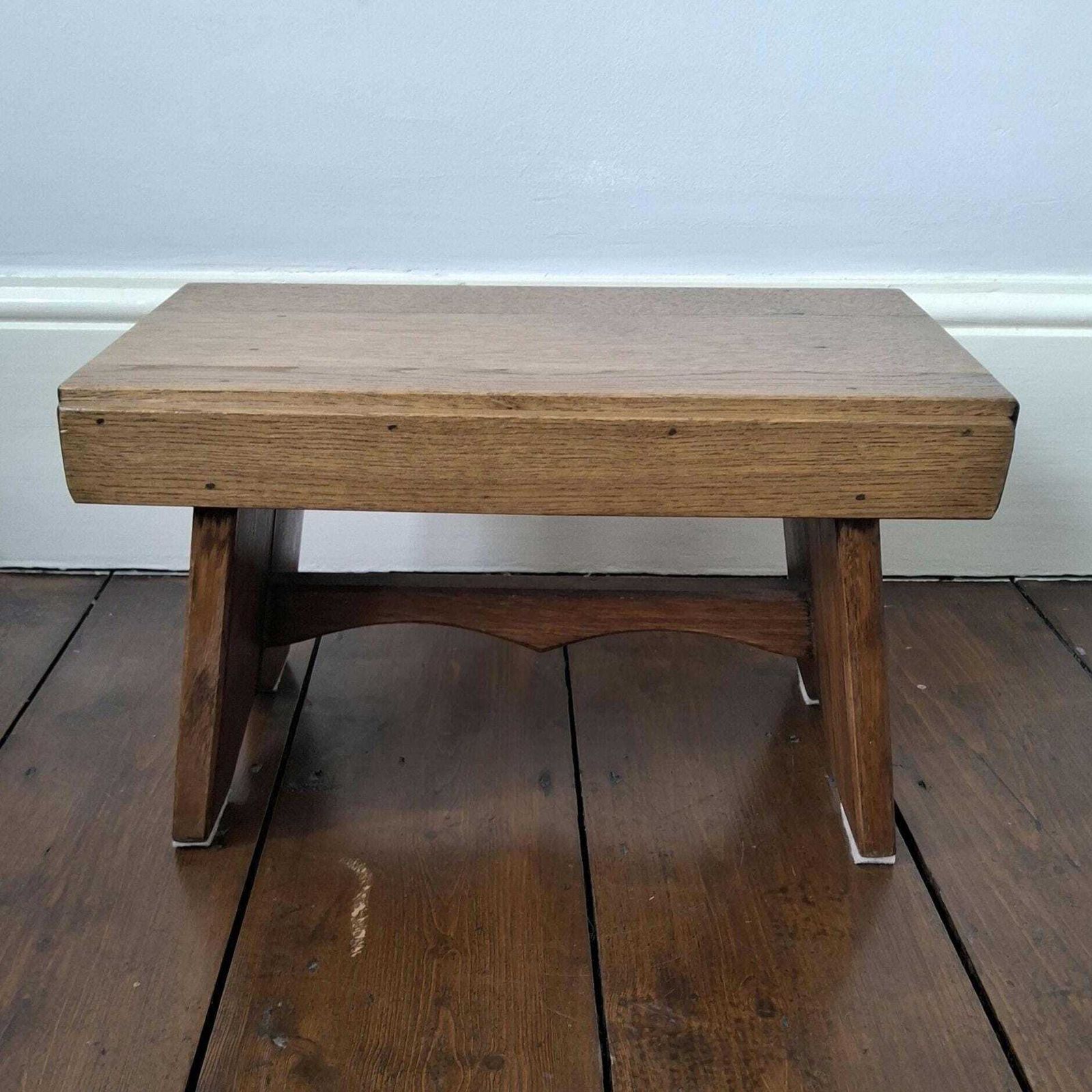 Vintage Square Wooden Low Oak Bench Rustic Farmhouse Original photo furniture