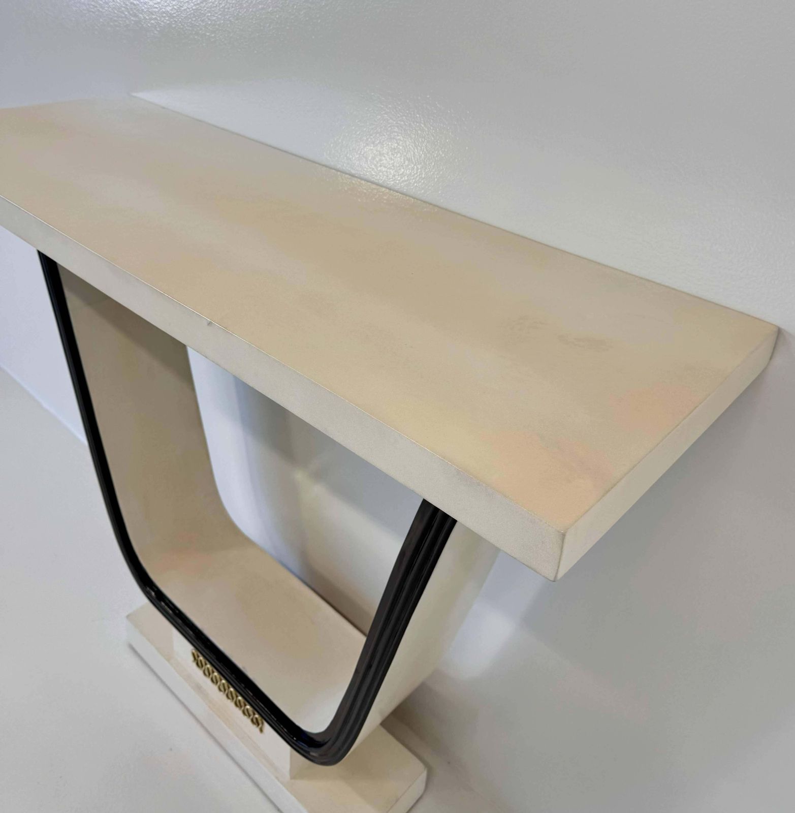 photo furniture Italian Art Deco Parchment, Brass, Black Console, In The Style Of Borsani, 40s