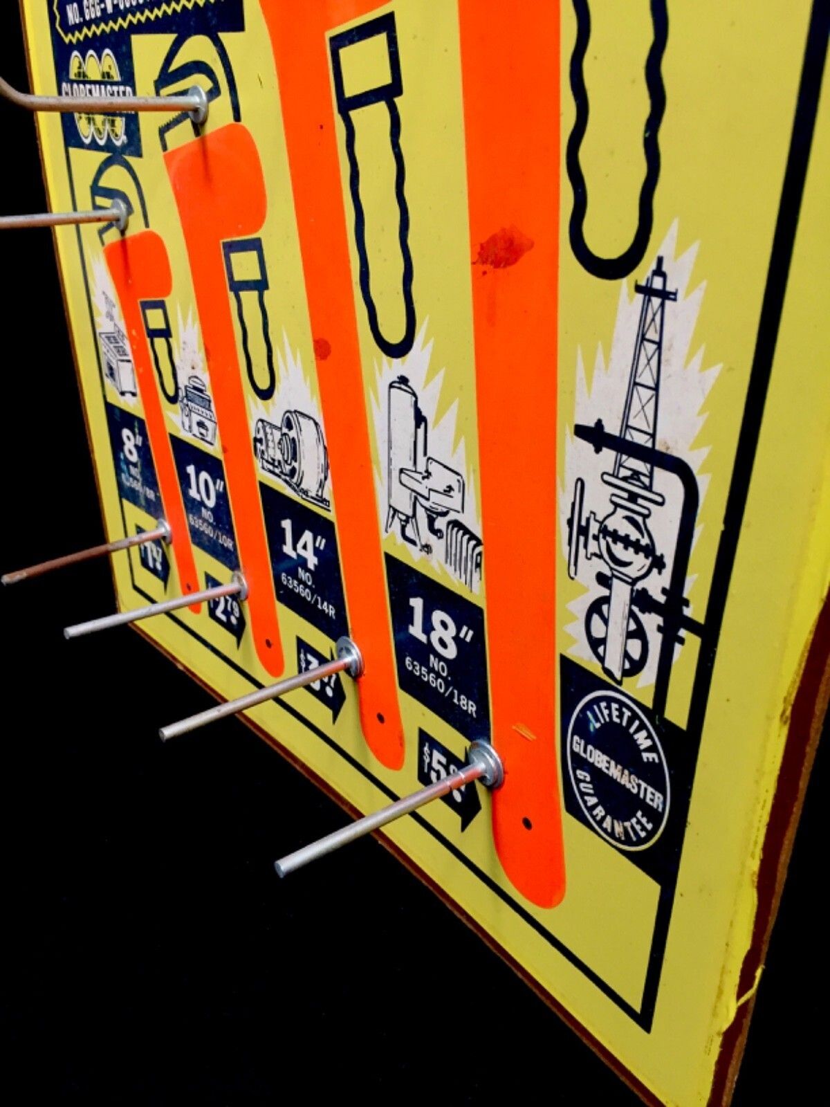 Antique Advertising Globemaster Heavy Duty Pipe Wrench Tool Shop Display Sign photo Home Decor