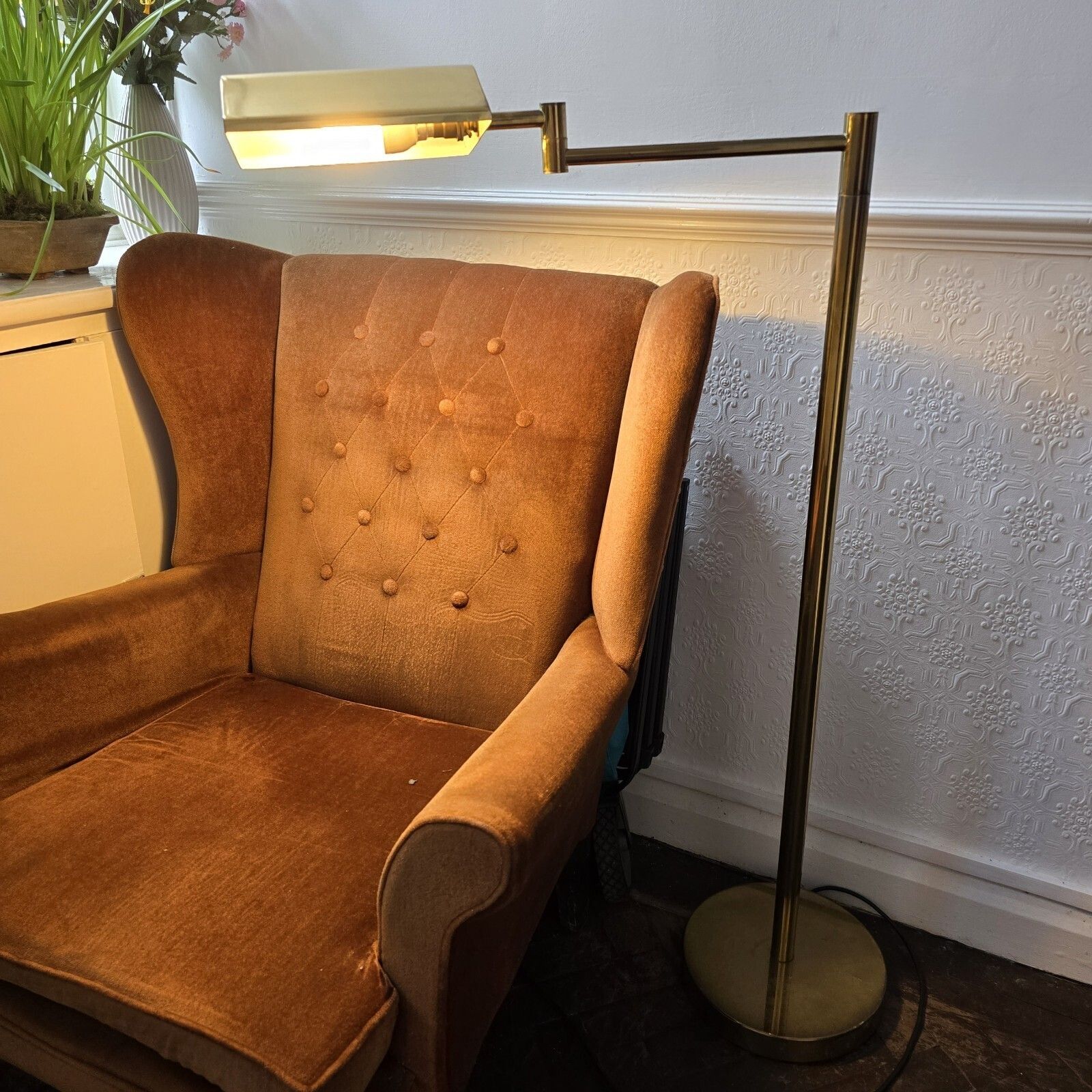 Vintage Floor Lamp Library Reading Pharmacy Brass Telescopic photo furniture