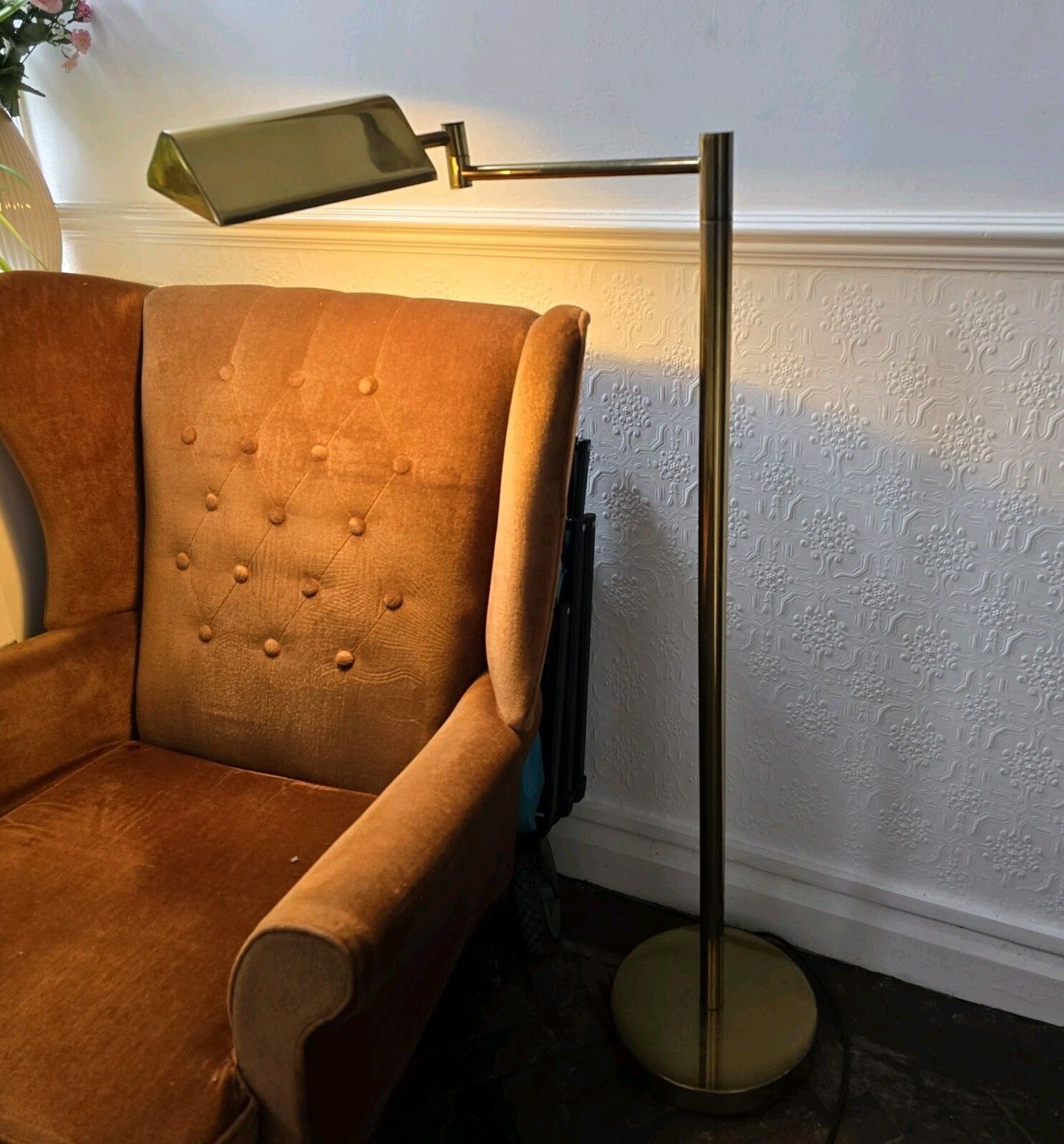 Vintage Floor Lamp Library Reading Pharmacy Brass Telescopic photo for sale