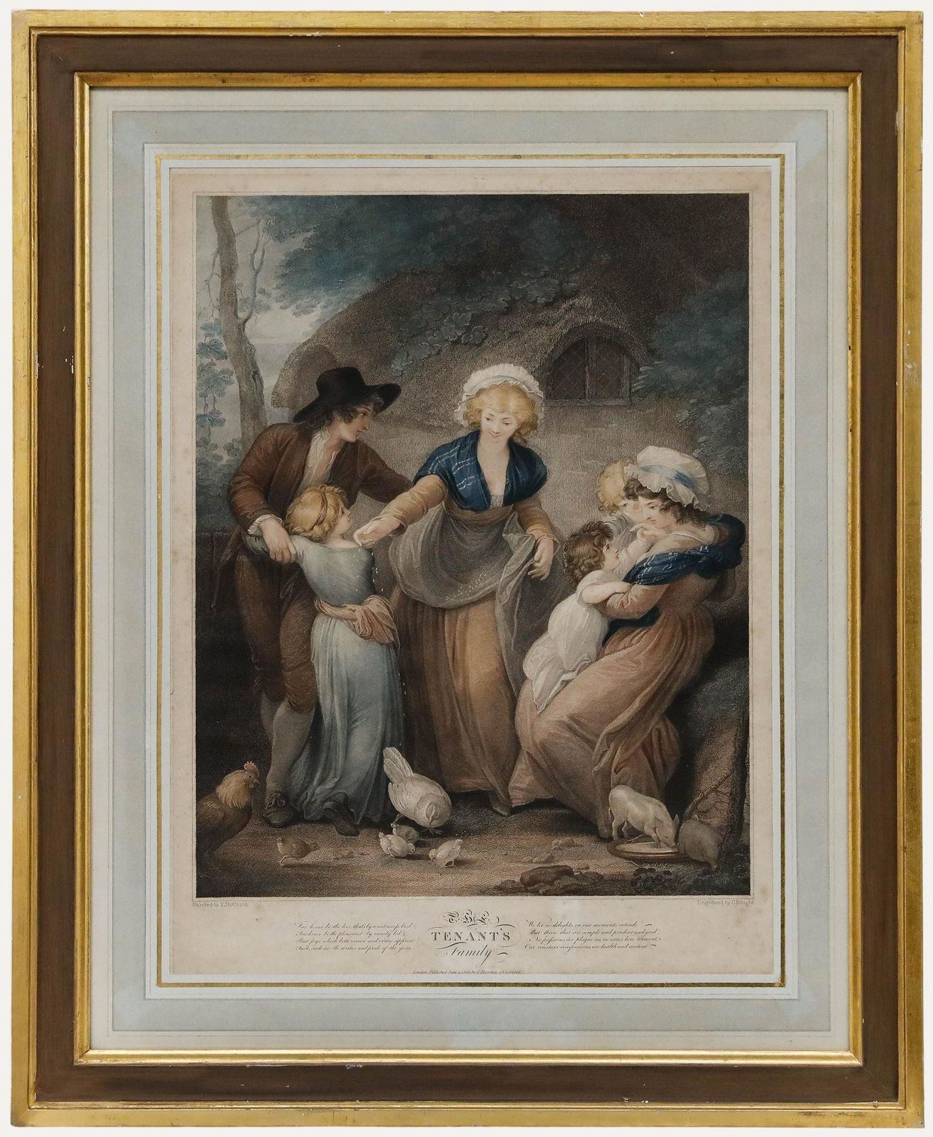 Charles Knight After Thomas Stothard   Stipple Engraving, The Tenant's Family
