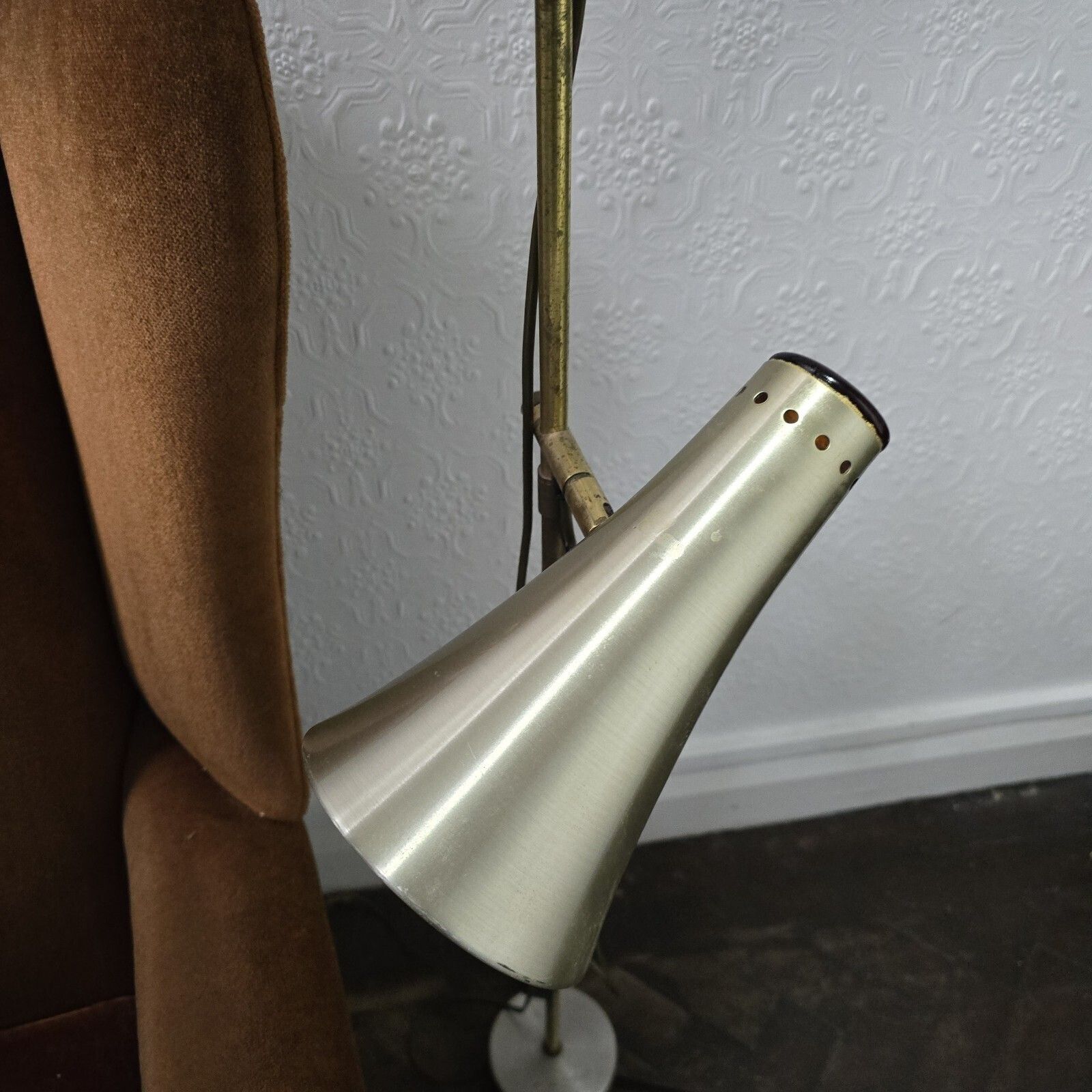 Vintage 70s Brass Floor Lamp Vitrika Denmark Mcm Reading Adjustable 2lights Rare photo buy