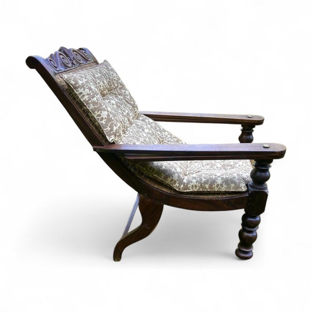 Fine 19th Century Anglo Indian Bombay Rosewood Planters Chair photo vinterior