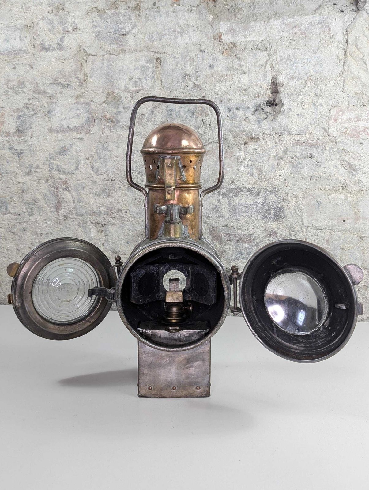 Rare 1930s Sncf Railway Signal Lamp – Early French Train Lantern – Copper & Steel Industrial Light – Original Working Antique photo buy