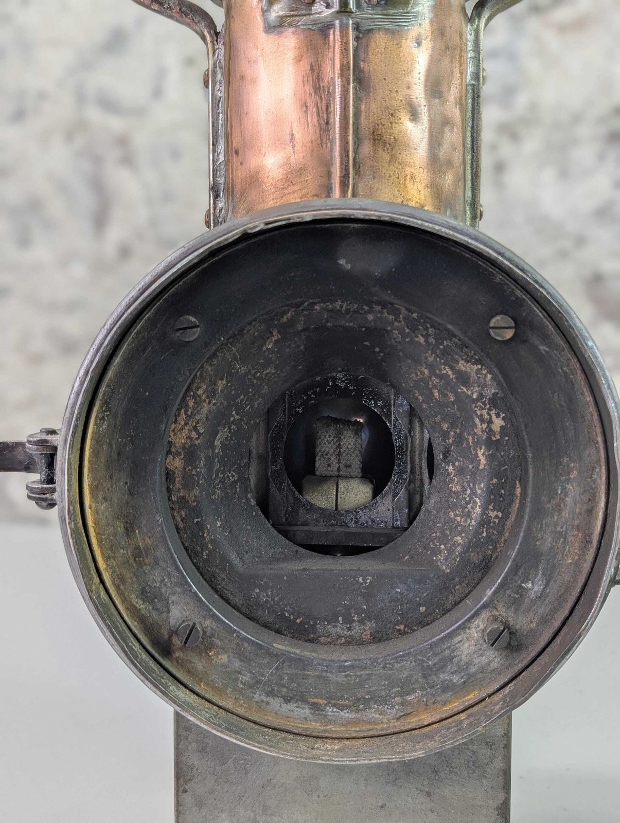 photo furniture Rare 1930s Sncf Railway Signal Lamp – Early French Train Lantern – Copper & Steel Industrial Light – Original Working Antique