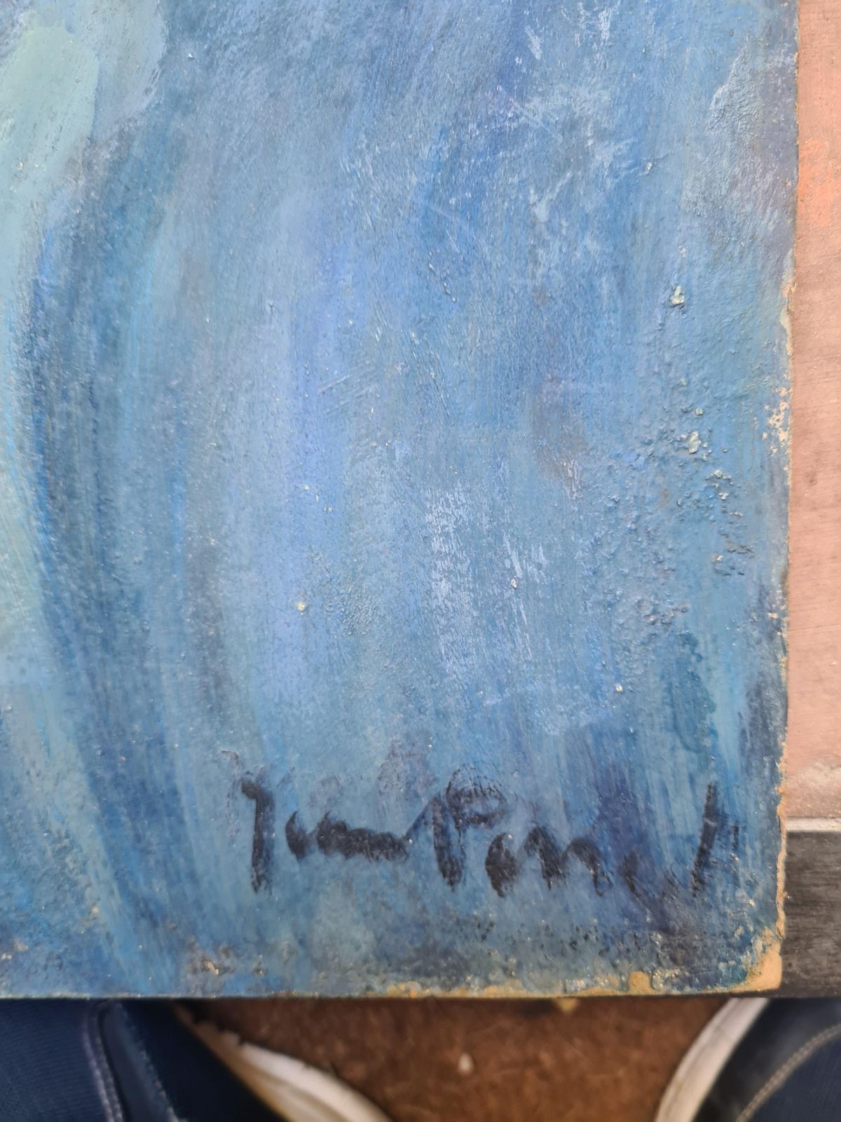Jean Perret Man In A Hat, Signed Oil Portrait, Mid Century photo for sale