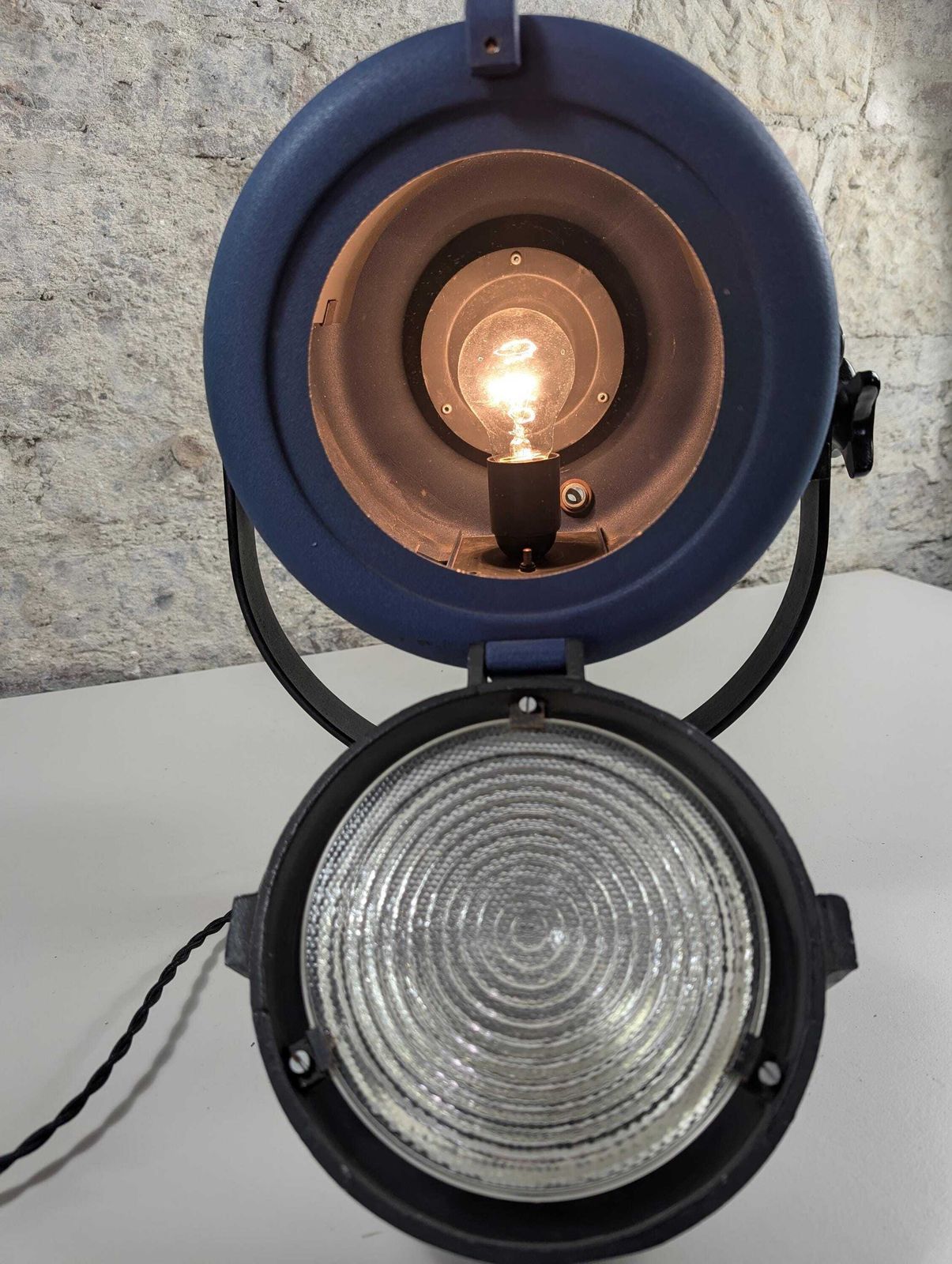 Vintage Industrial Stage Lamp 1980s Furse Spotlight Blue Theatre Light Desk Lamp E27 Pat Tested Loft Lighting photo vinterior