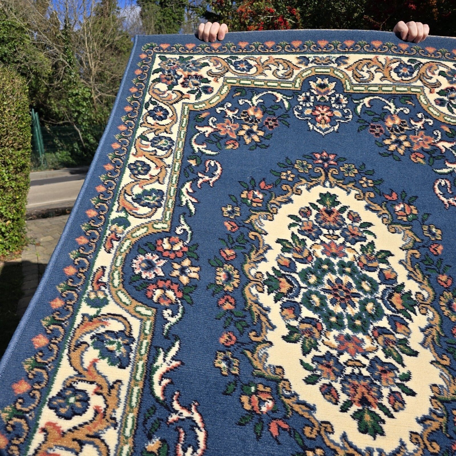 Vintage Samira Carpet Rug Floral Blue 115 X 165 Cm Made In Belgium New Cottage photo furniture