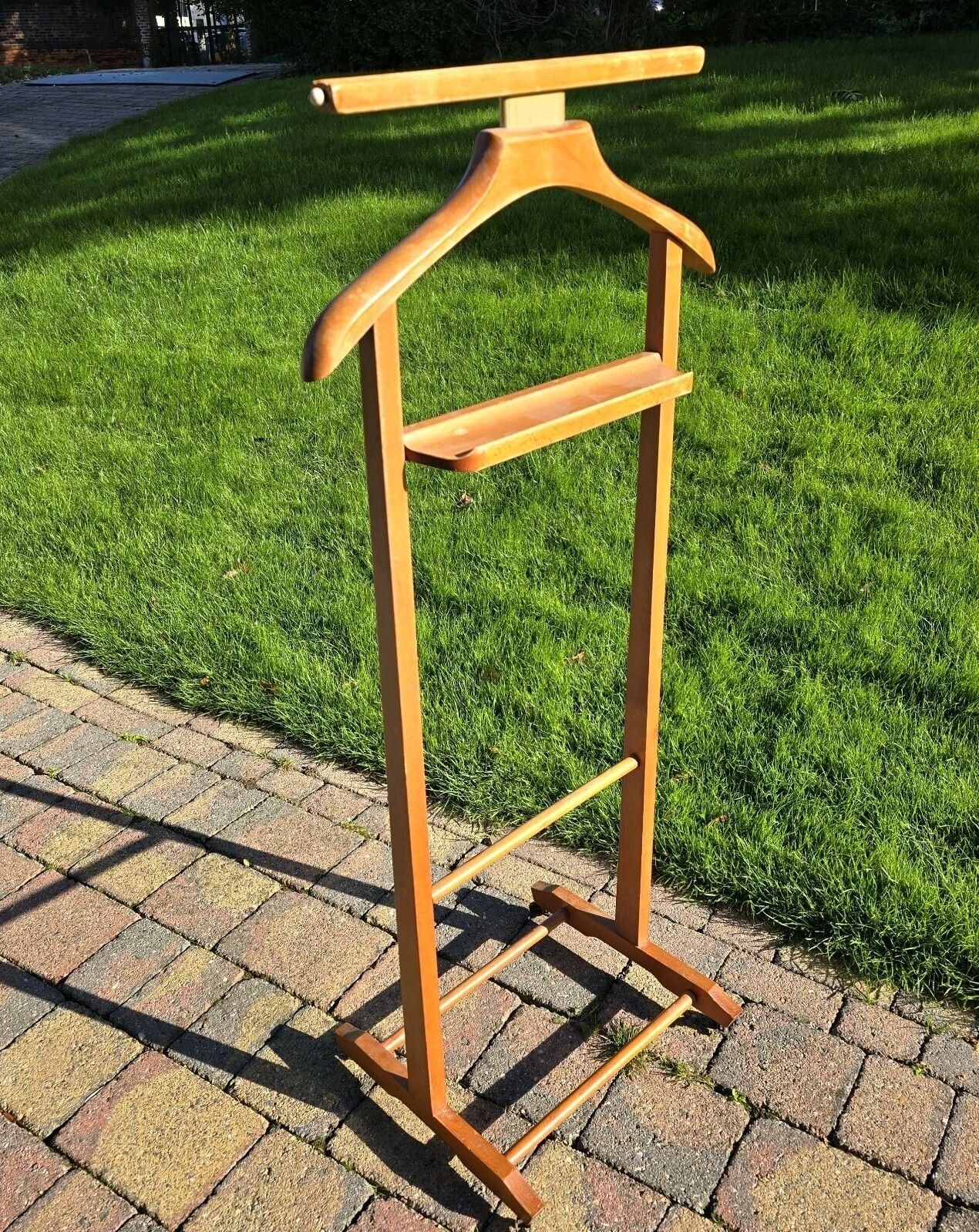 Vintage Brevetatto Italian Valet Butler Wooden Stand Castor Wheels photo furniture