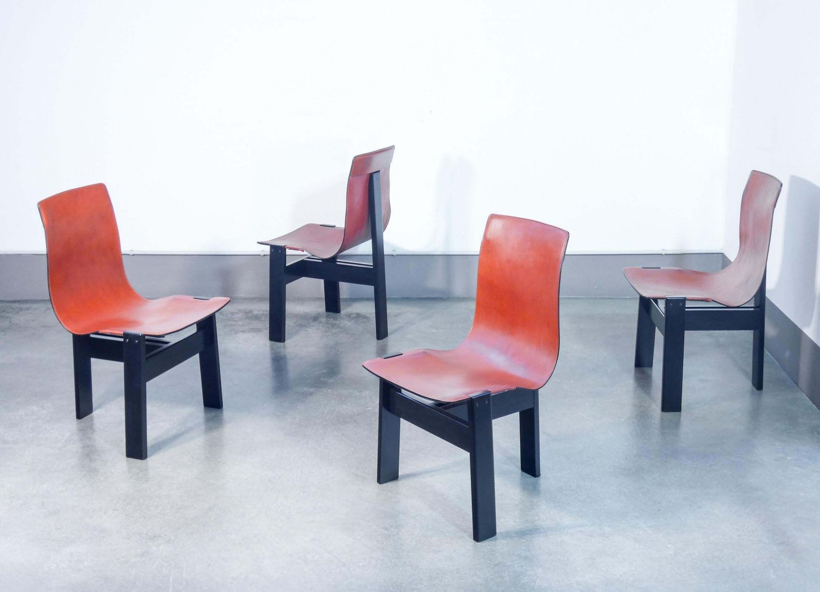Set Of Four "Tre 3" Chairs Designed By Angelo Mangiarotti For Skipper. 1970s photo furniture