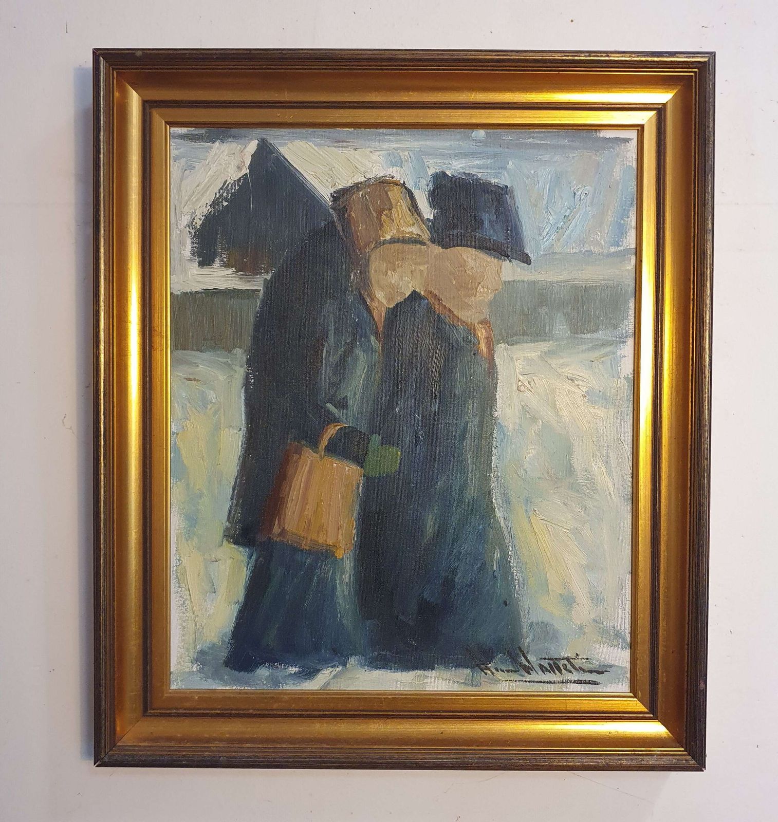 A Mid 20thc Framed Oil On Canvas By Arne Wallsten, Sweden. {B.1932} photo furniture