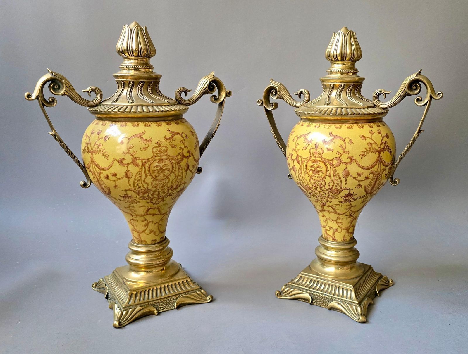 Pair Of French Napoleon III Ormolu Mounted Sevres Style Cassolettes photo Home Decor