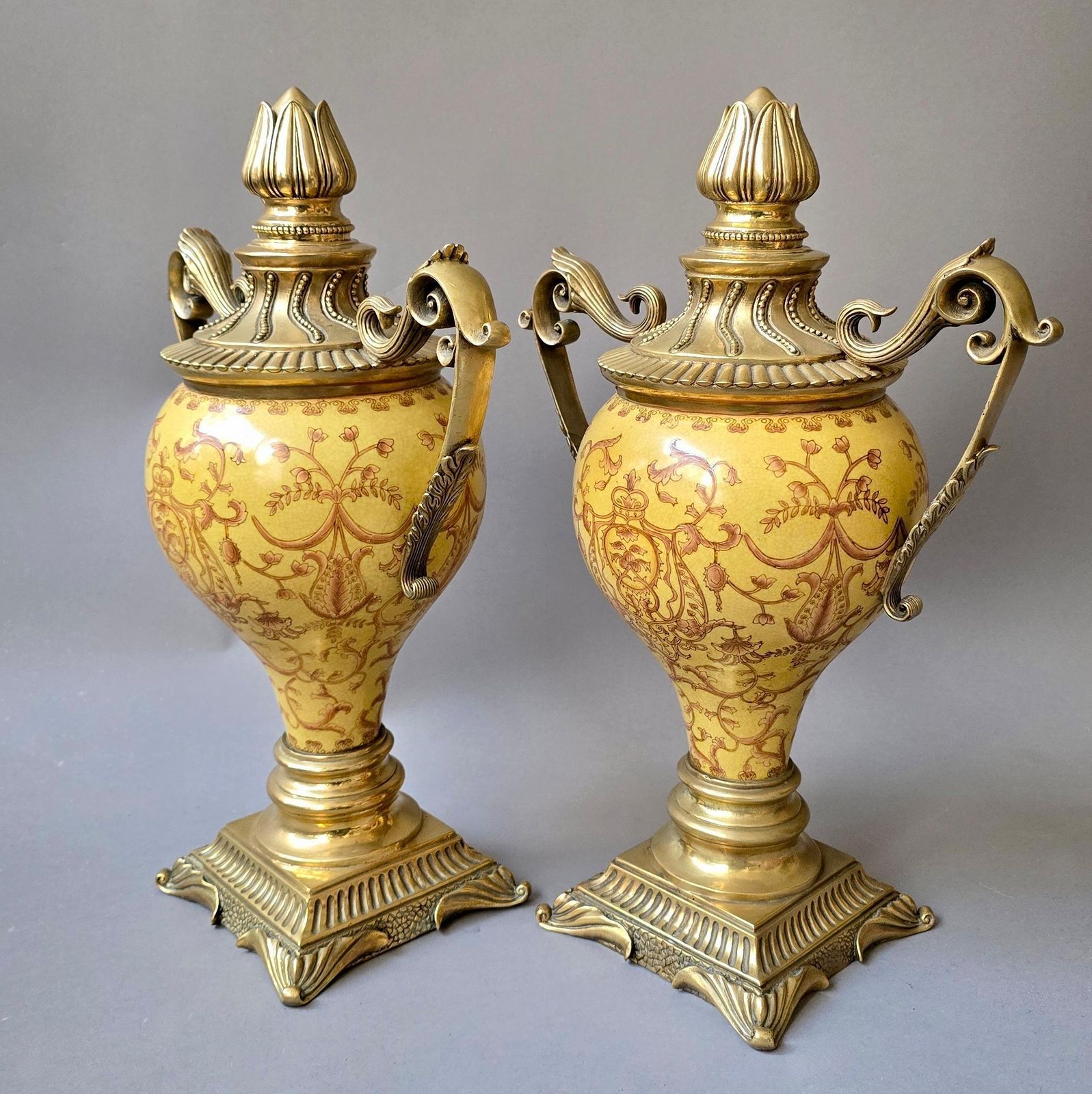Pair Of French Napoleon III Ormolu Mounted Sevres Style Cassolettes photo vinterior