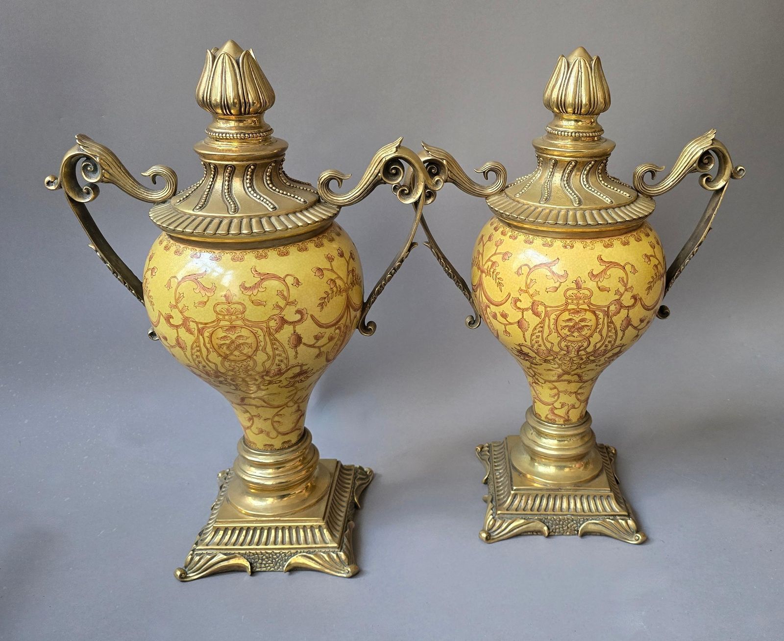Pair Of French Napoleon III Ormolu Mounted Sevres Style Cassolettes photo buy