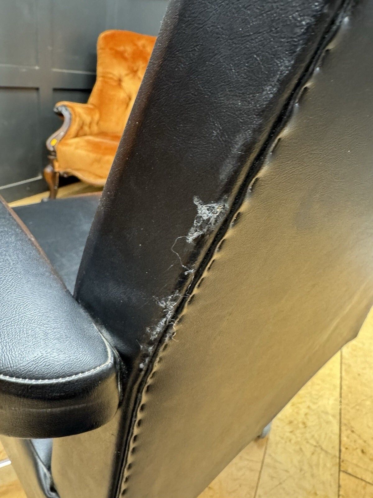 265.0 Vintage Black Swivel Desk Office Chair Mid Century Industrial Armchair photo