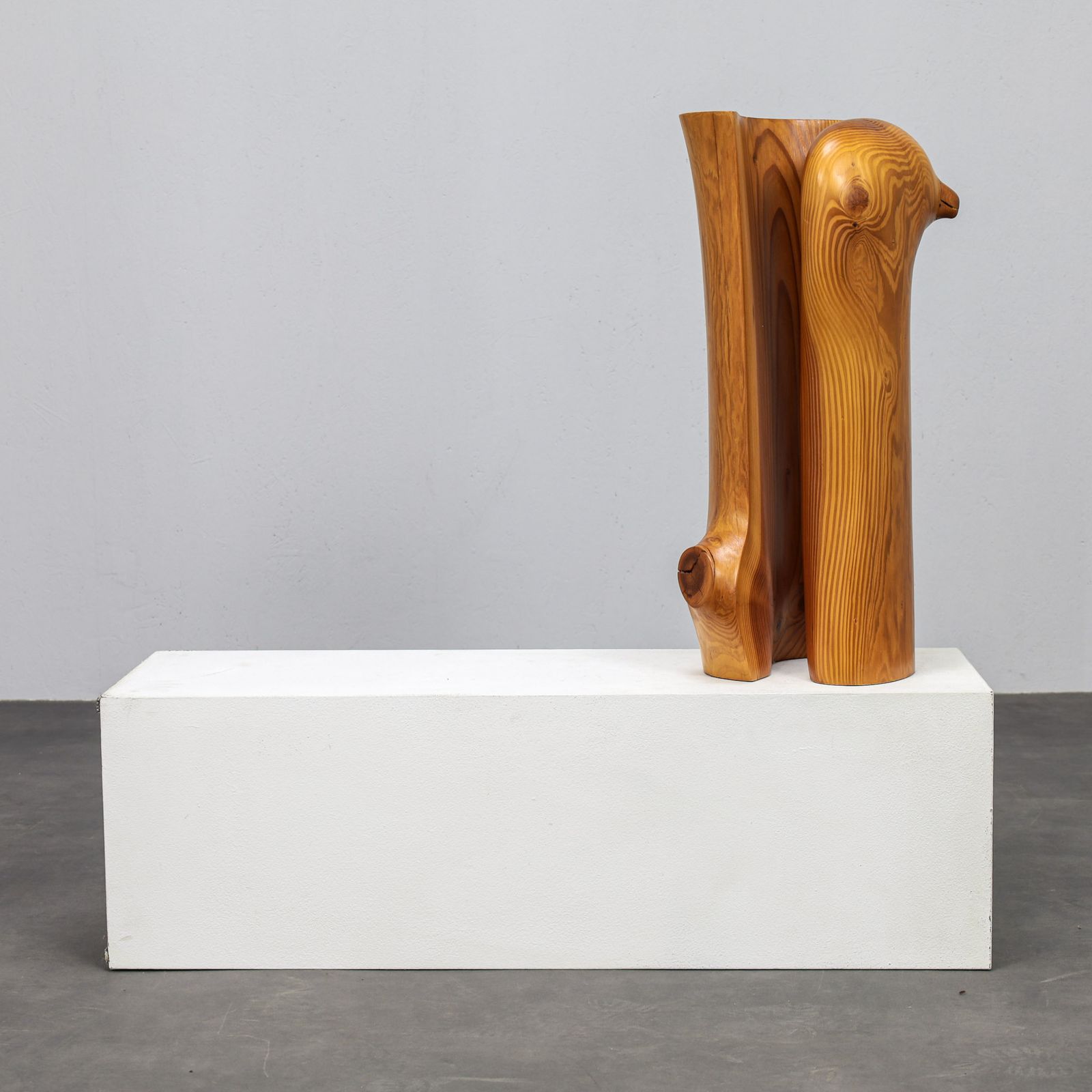 Pair Of Pinewood Sculptures By Ineke Van Zuuren, 1970s