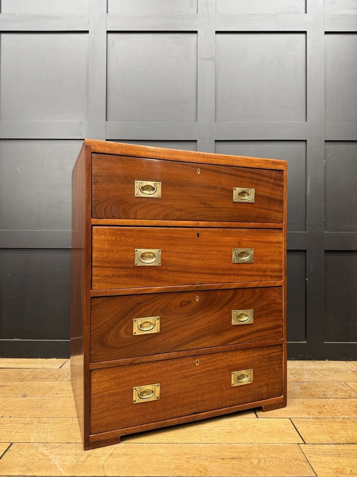 Furniture Antique Campaign Military Chest Of Drawers Solid Mahogany Ship Drawers photo