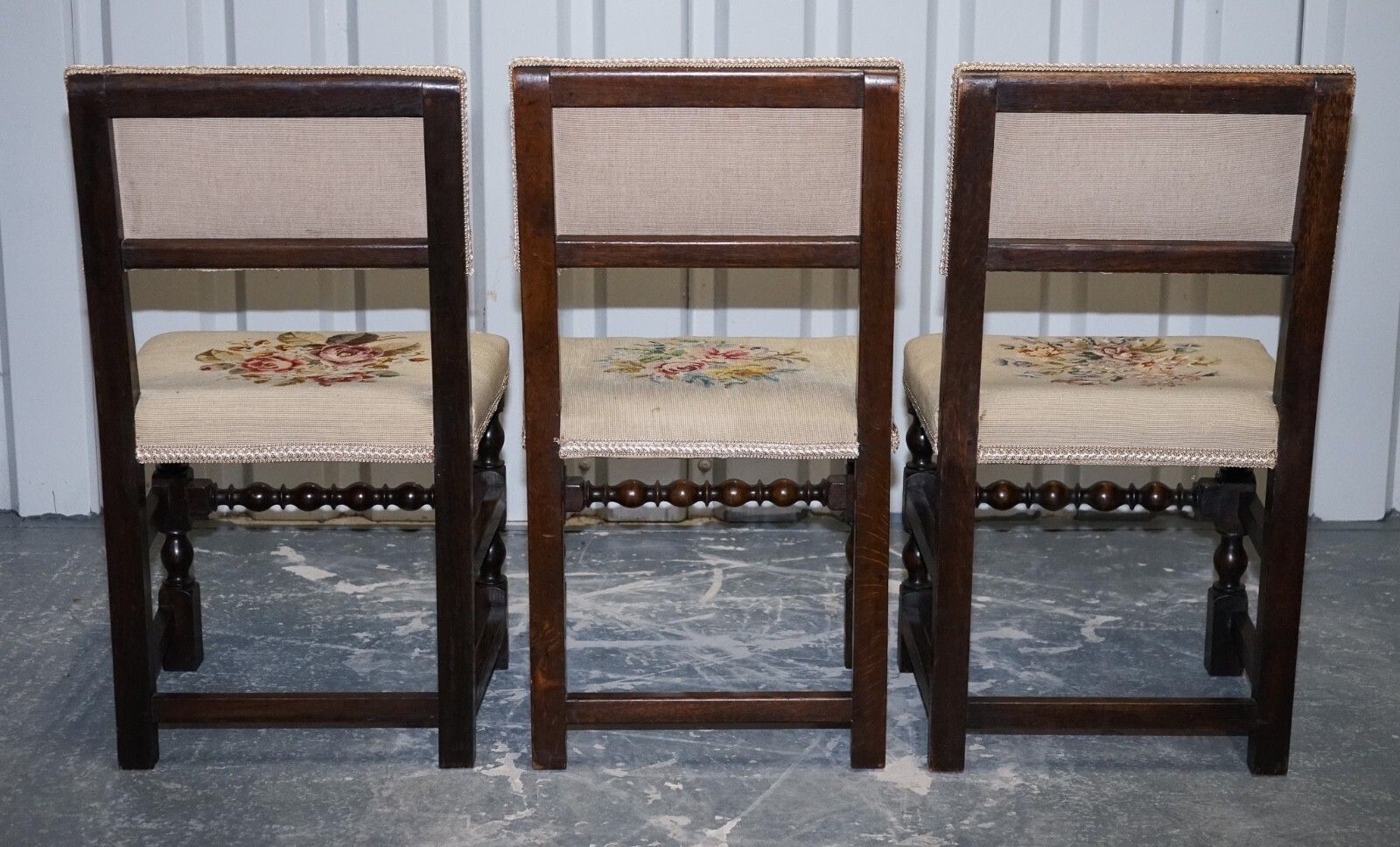 English Victorian Set Of Six Original Floral Tapestry Upholstery Dinning Chairs photo 950.0