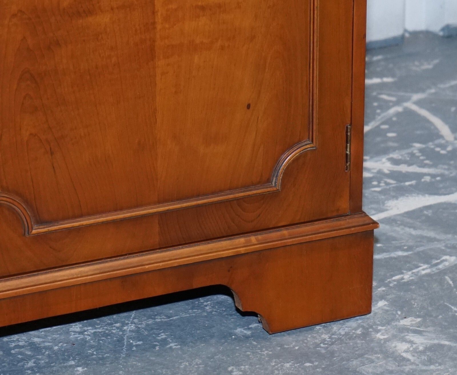 Vintage English Burr Yew Wood 3 Door Glazed Display Bookcase Cabinet photo buy