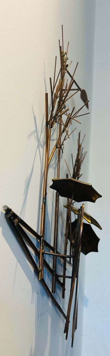 1970s Brutalist "Rainy Day" By R. Richèse Brass & Copper 3 D Wall Hanging Art photo 345.0