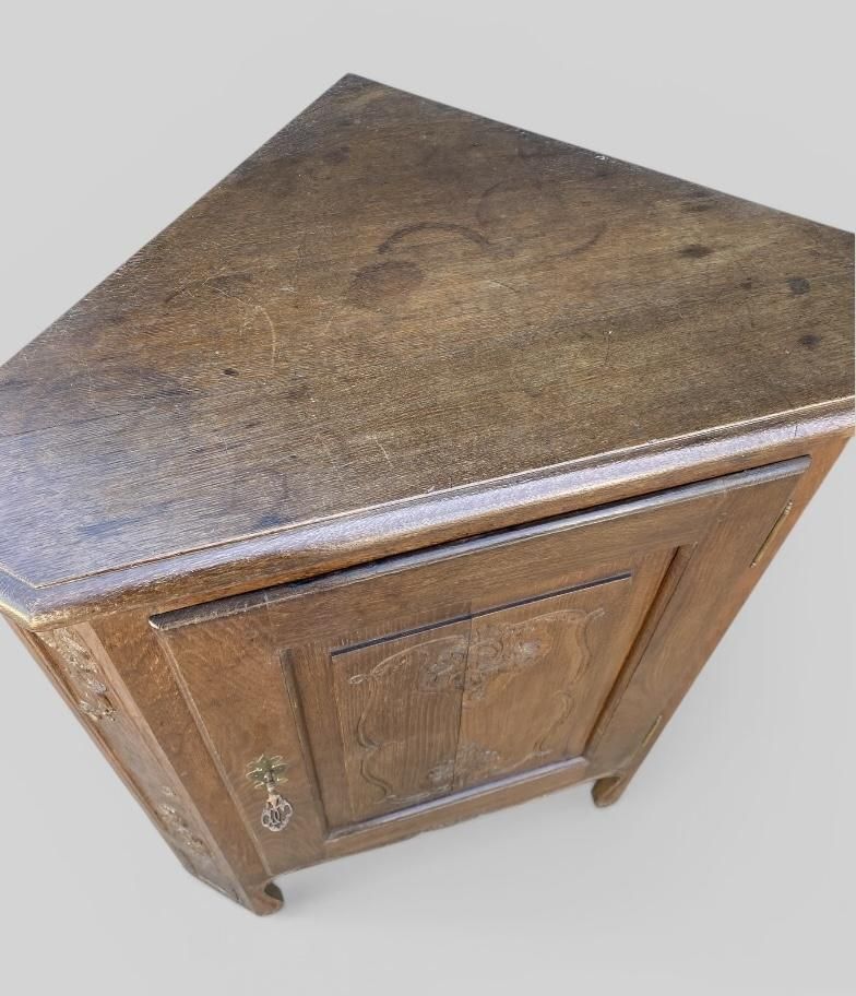 Late 19th Century French Oak Provincial Corner Cupboard photo Furniture