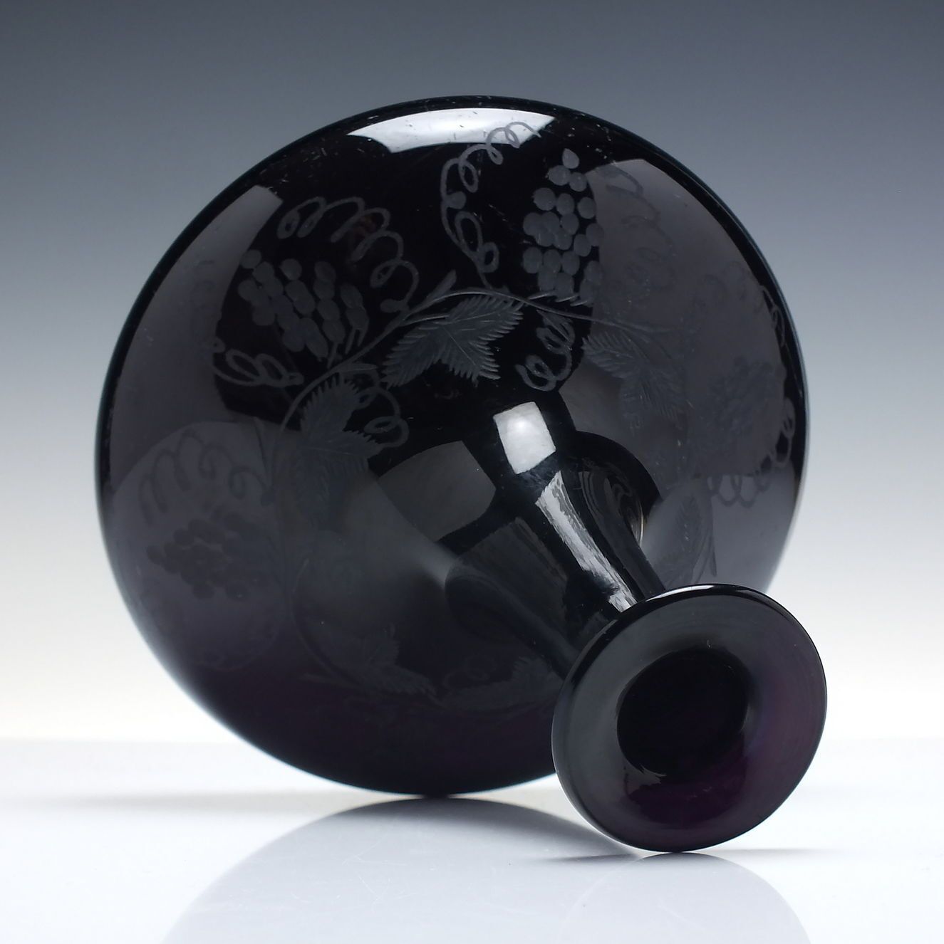 Antique Georgian Engraved Amethyst Glass Mell Decanter C1830 photo for sale