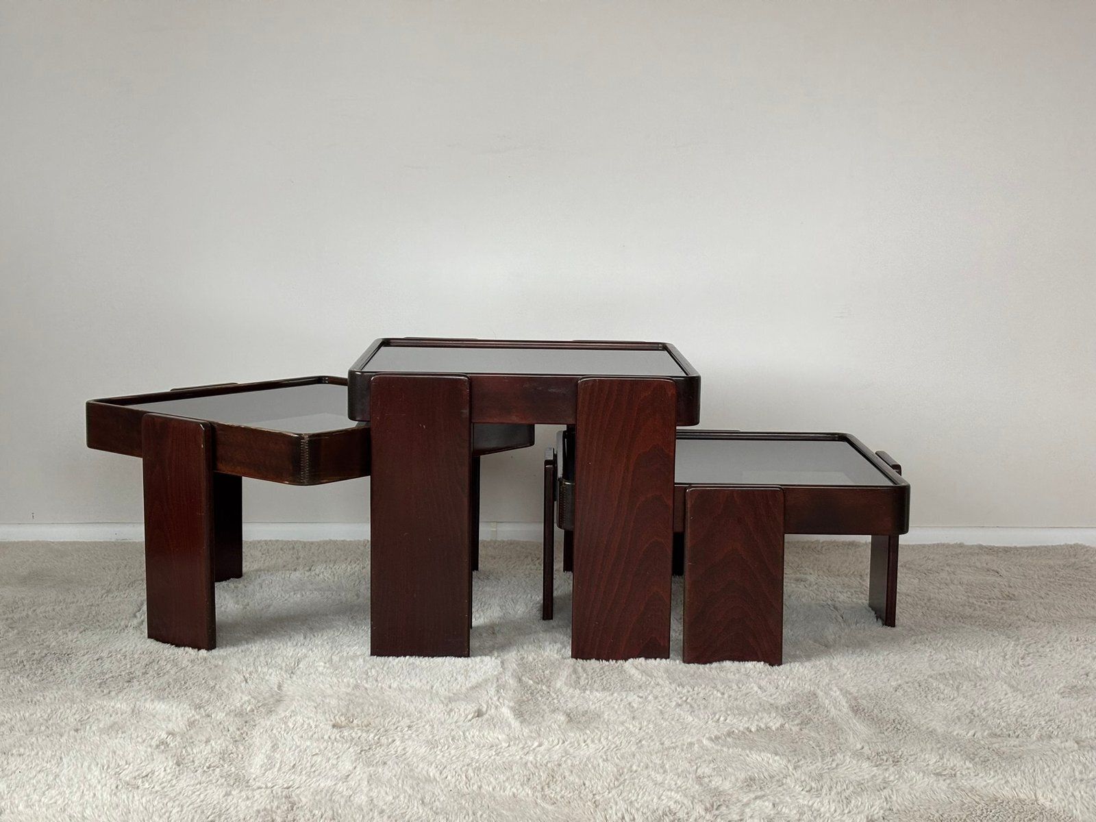 Vintage Italian Nesting Tables By Gianfranco Frattini For Cassina, Set Of 3 photo vintage